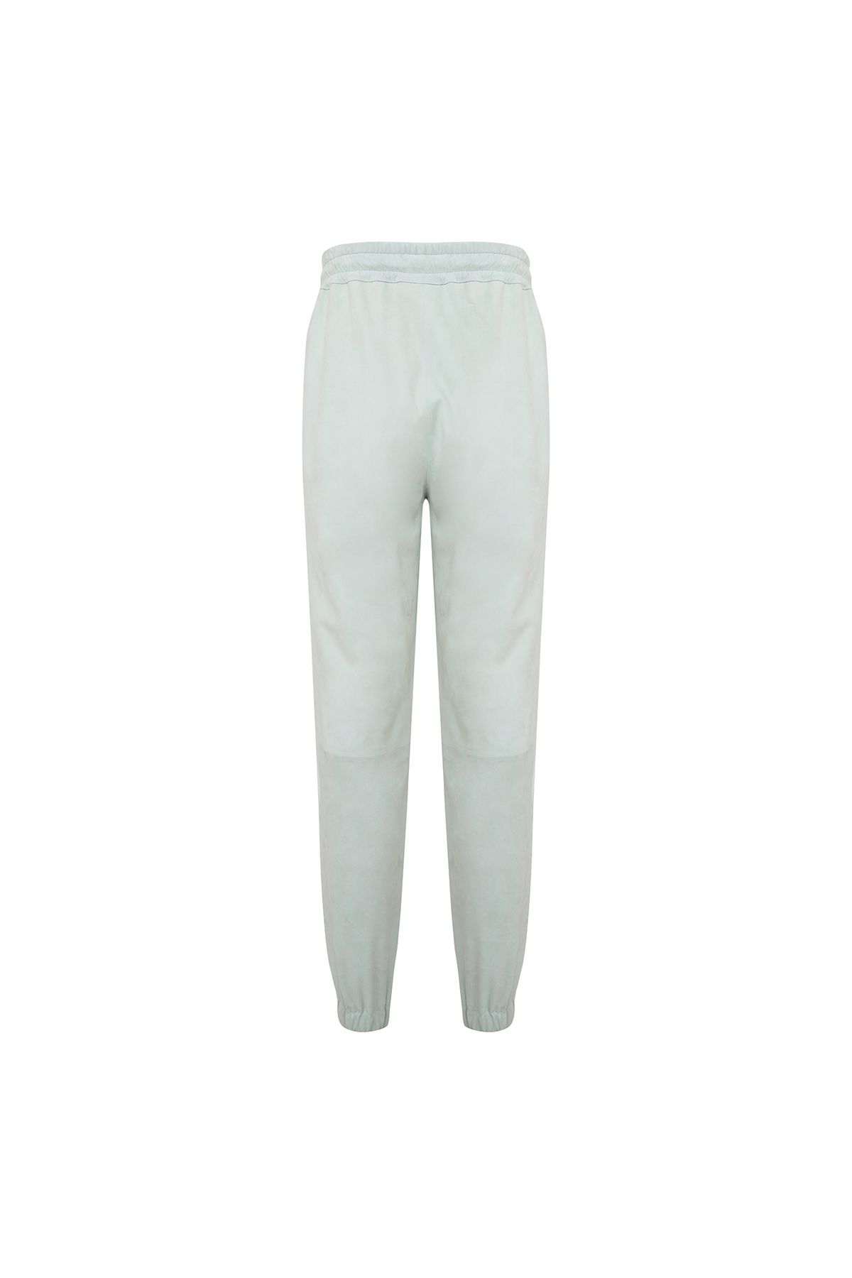 Desa-Tekla Green Women's High Waist Suede Jogging Leather Pants 4