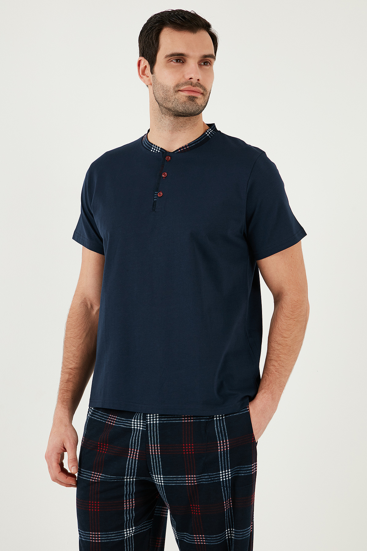Buratti Ekoseli Pamuklu Regular Fit Kısa Kollu Pijama Takımı Erkek Pijama Takımı 60961007 görsel 3