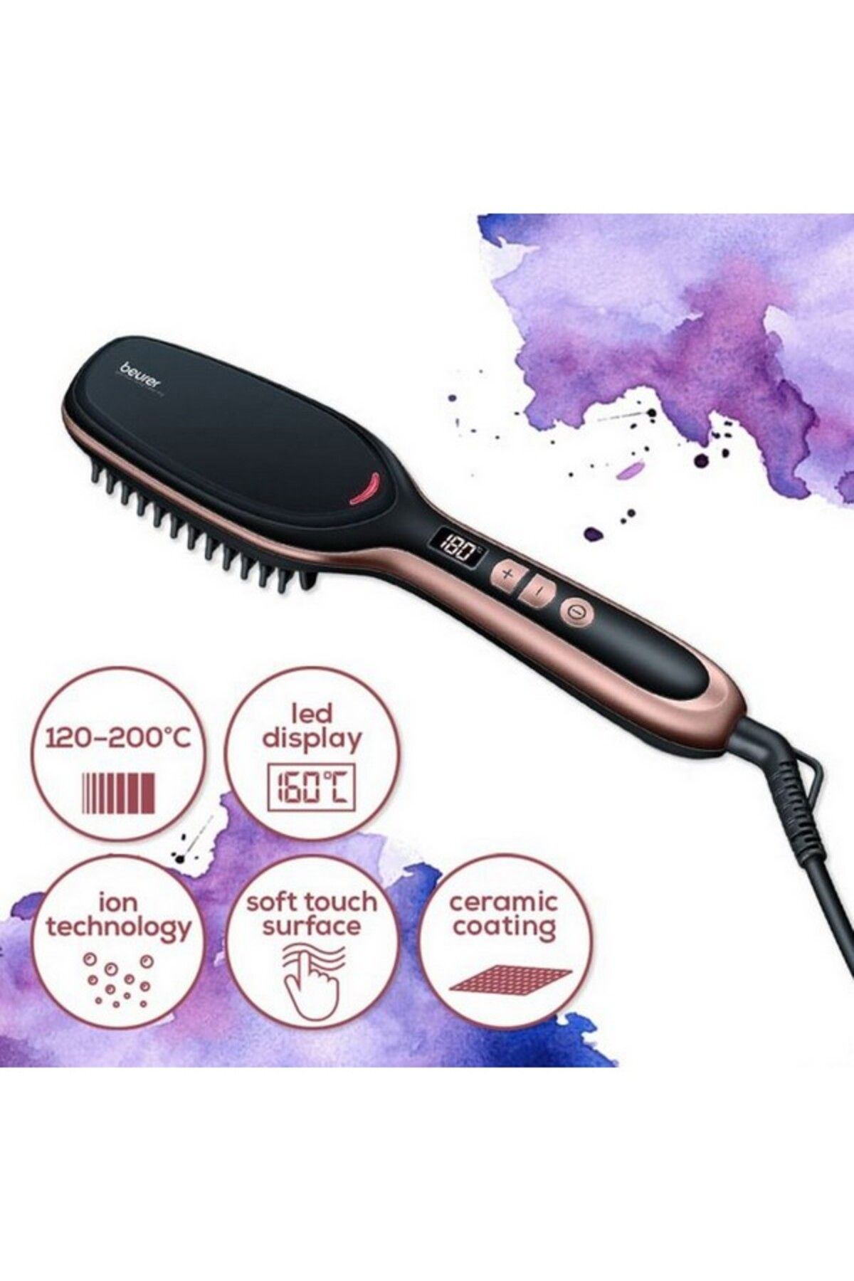 Beurer-StylePro HS60 Ceramic Coating Hair Straightening Brush 5.3 x 6.3 x 25.5 cm 3