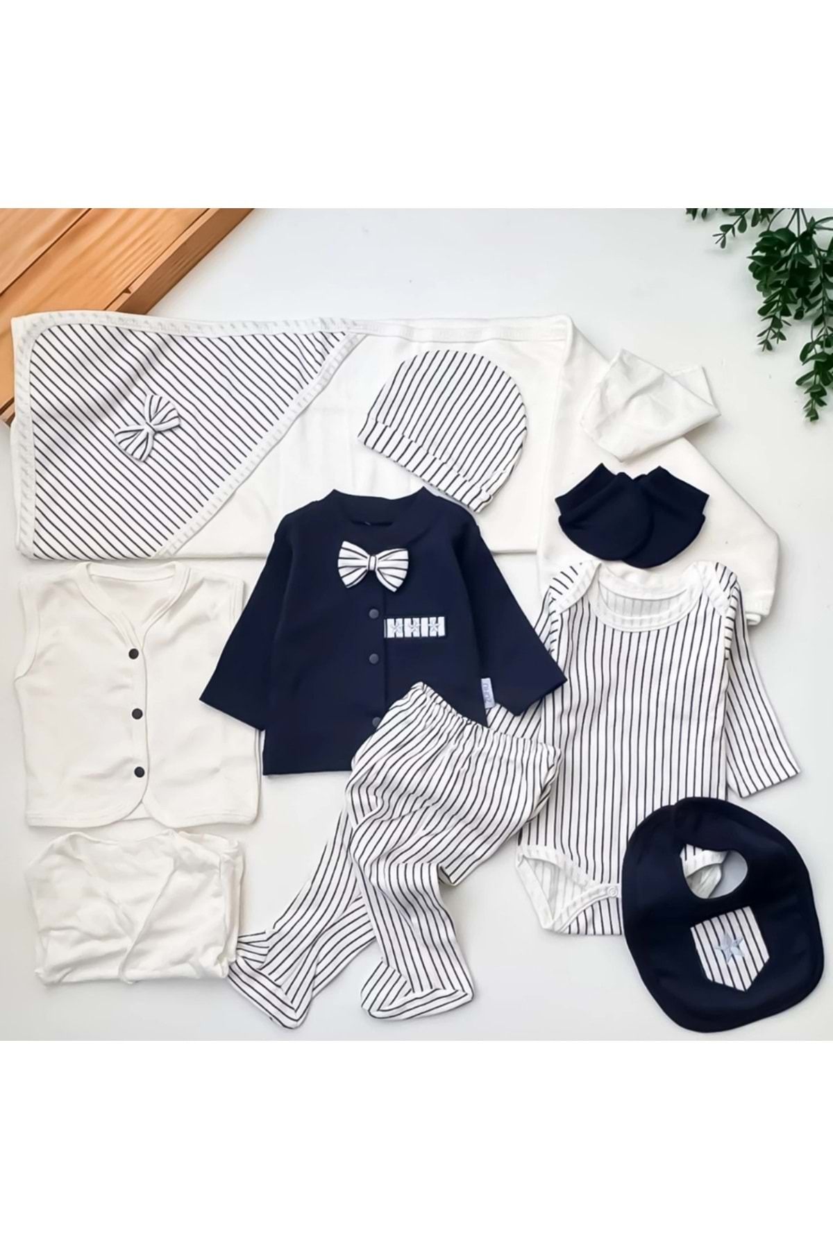 BABY ZUHU Yıldızlı Papyonlu 10 lu Set - LACİVERT