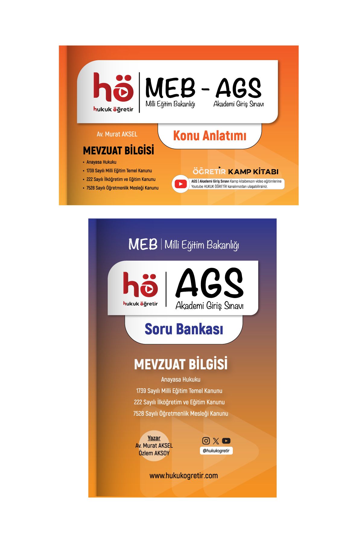 hukuk öğretir Akademi Giriş Sınavı AGS  konu anlatımı + soru bankası set 2 li kitap seti