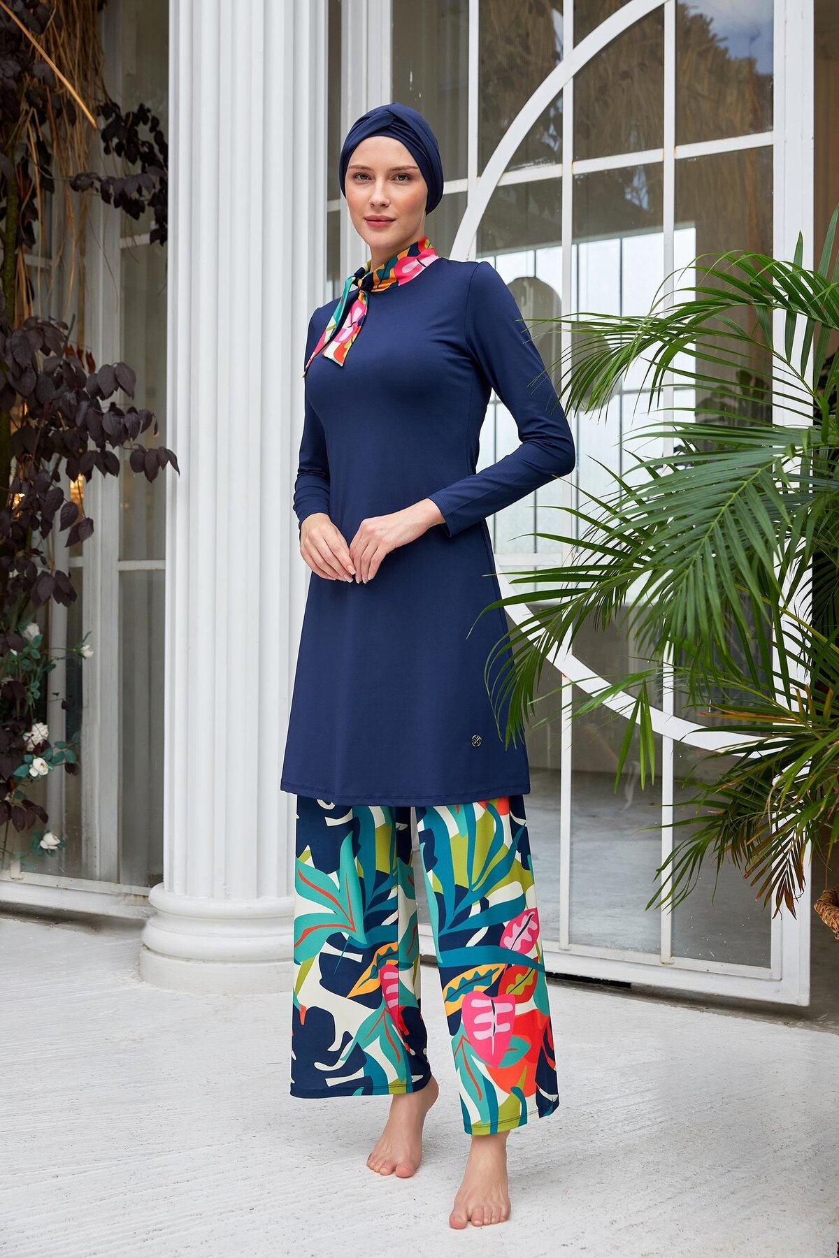 Maresiva Hana Long Sleeve Full Closed Modest Swimsuit 2114-25 Dark Navy