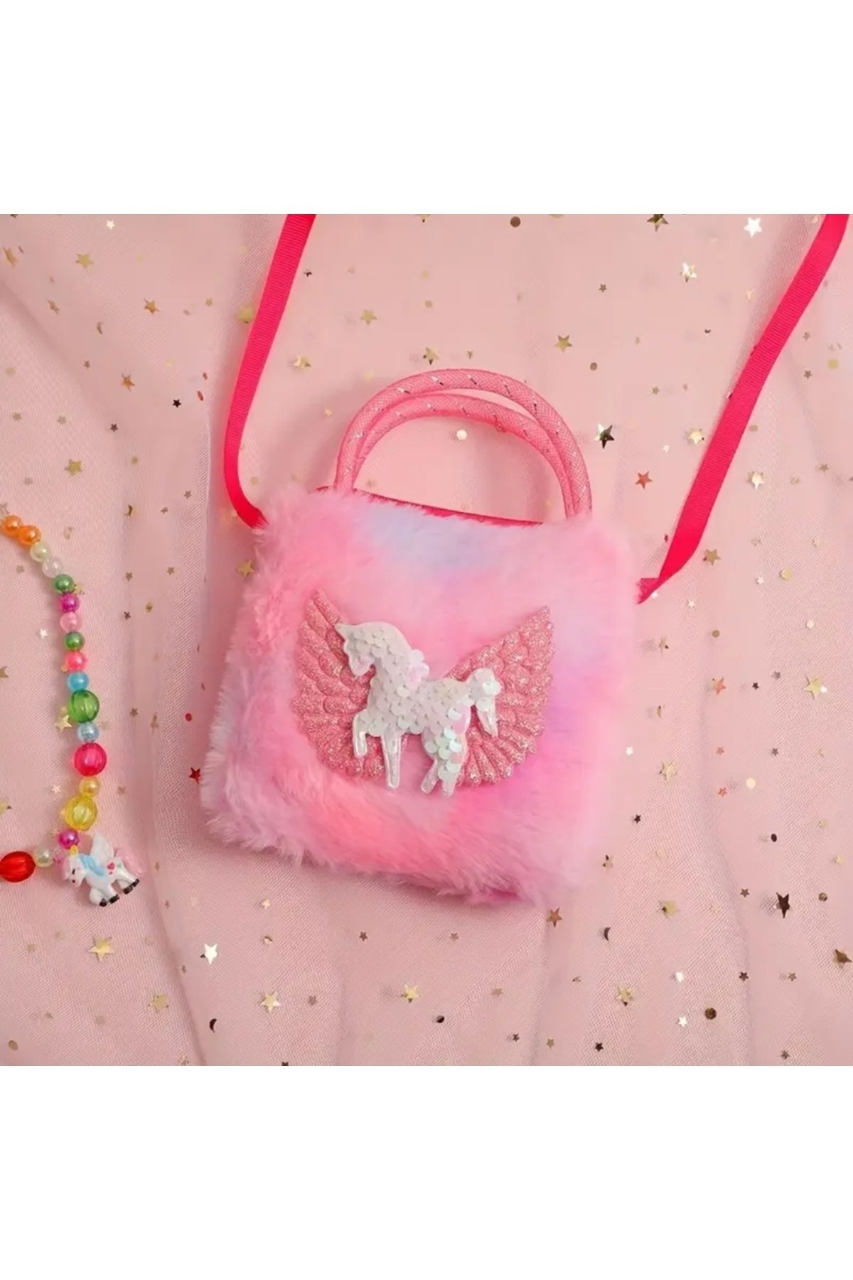 asya bijuteri Unicorn peluş Mini Kız Çocuk Çantası 12*13 cm