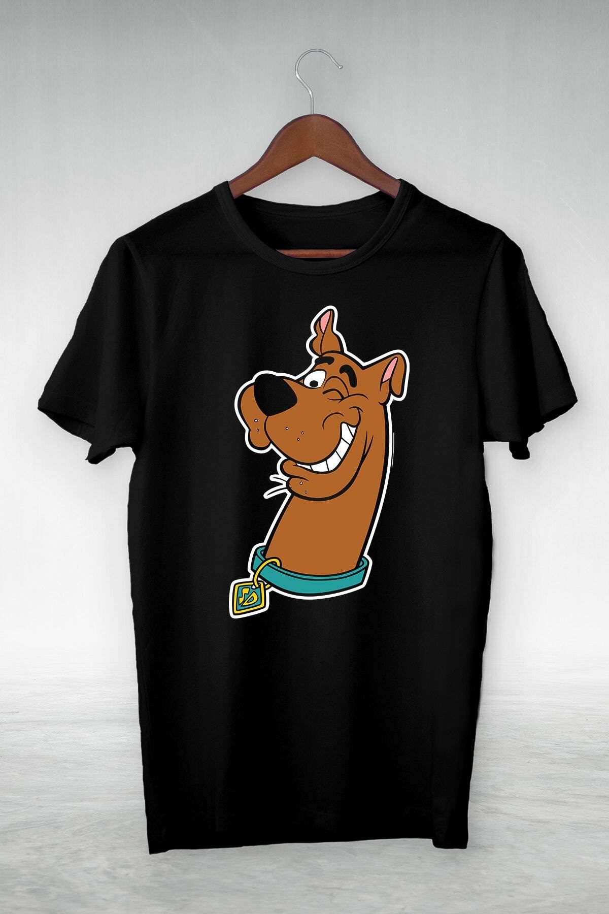 New Shine Siyah - Scoby Doo Illustrasyon Tshırt - Tshirt Tasarım