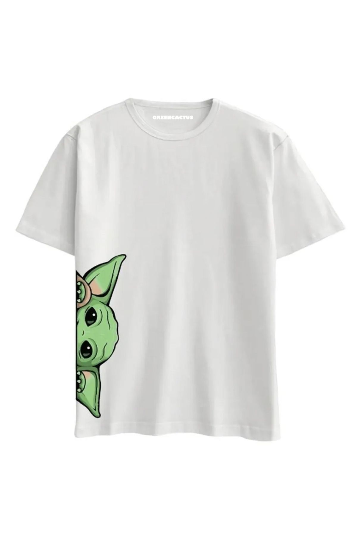 New Shine Baby yoda baskılı siyah beyaz unisex tshirt