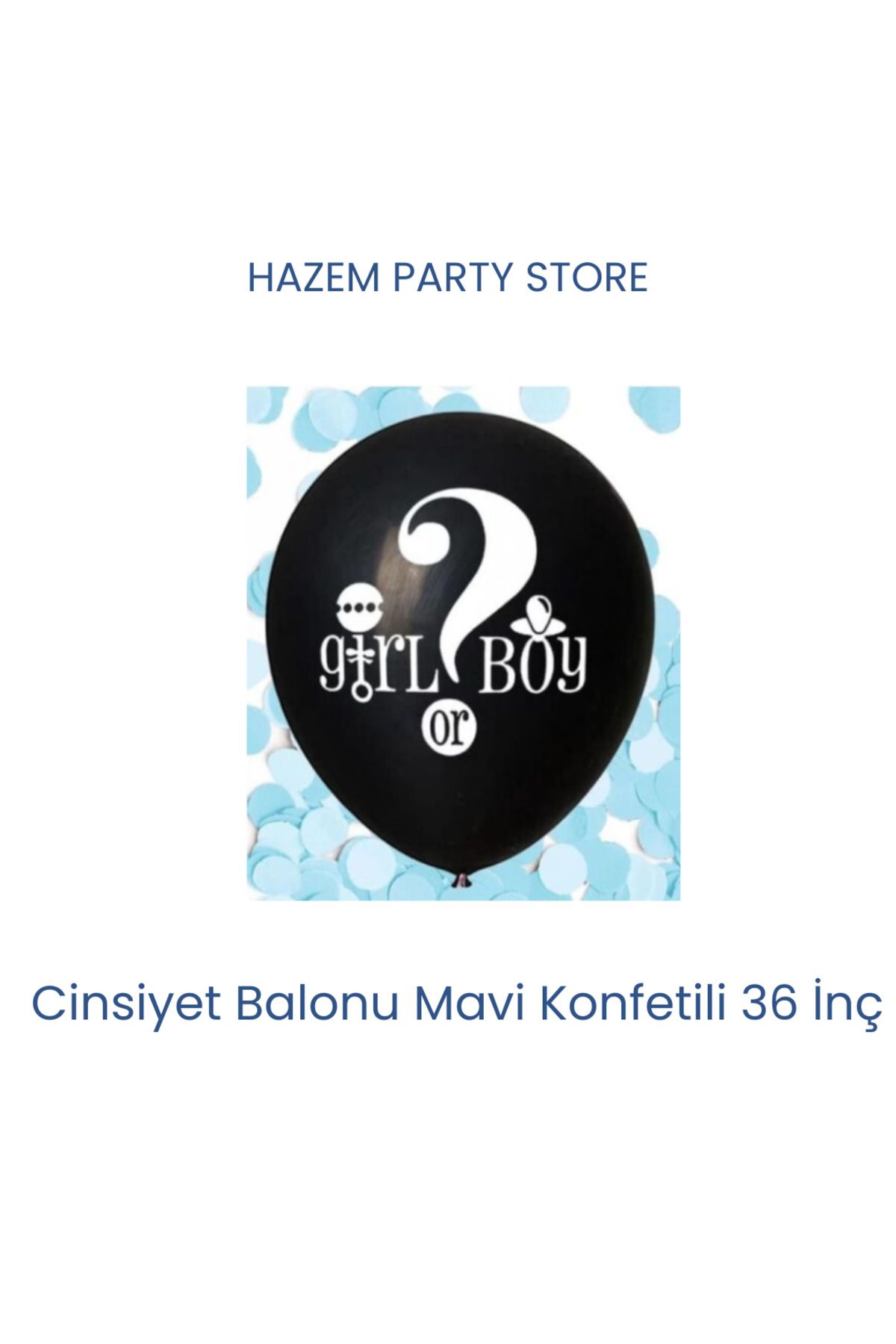 Big Party Cinsiyet Balonu Mavi Konfetili 36 İnç