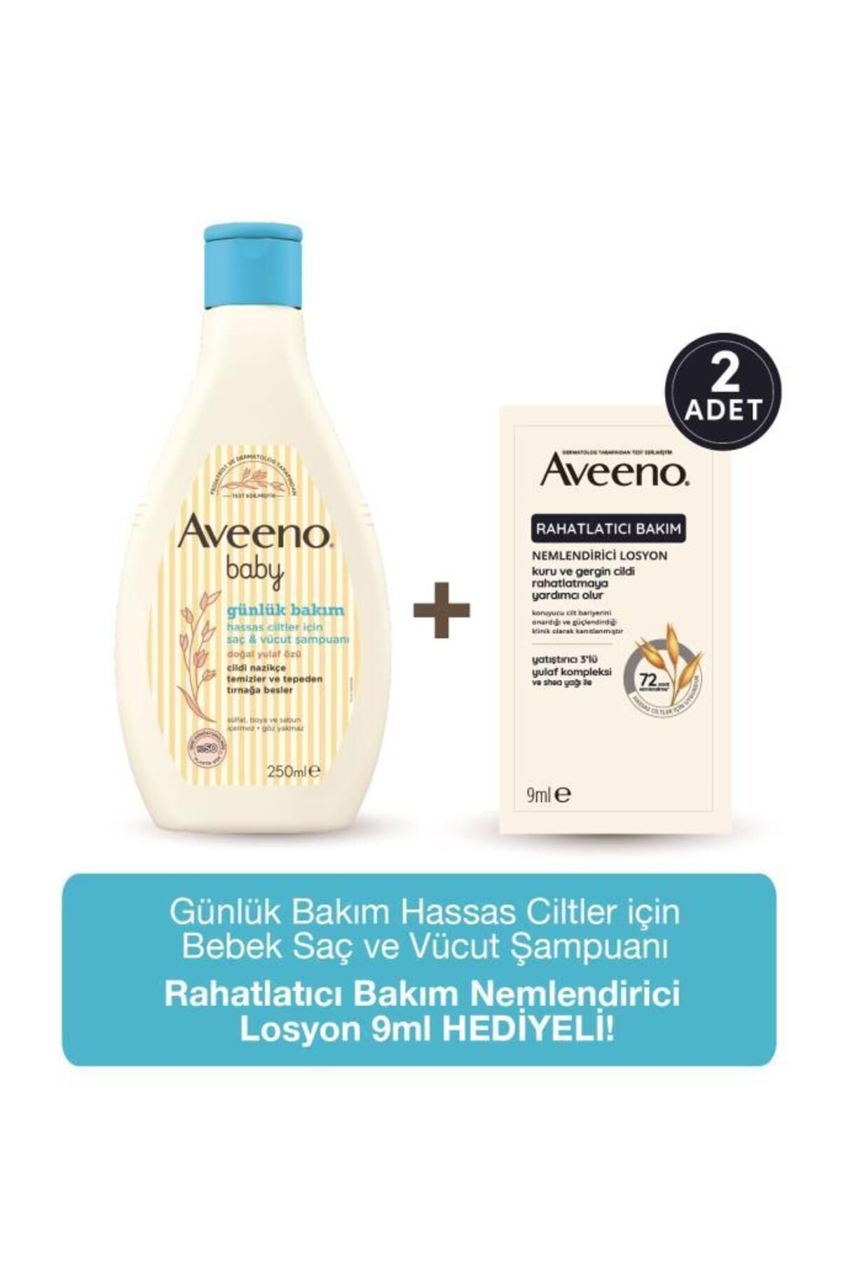 AVEENO Baby Günlük Bakım Hassas Ciltler için Saç ve Vücut Şampuanı+Deneme Boy Hediye