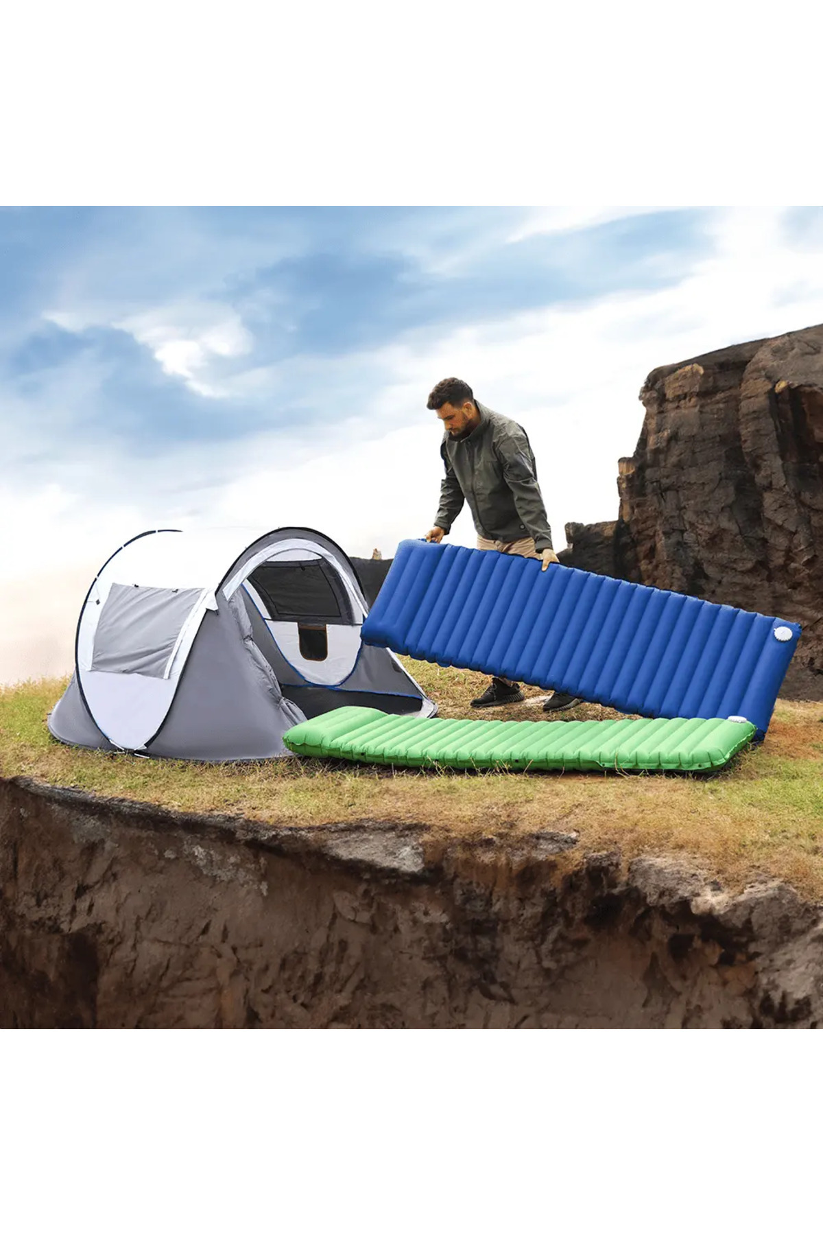 AEROGOGO Dört Mevsim Dahili Çıkarılabilir Pompalı Şişme Mat (GM4-01)