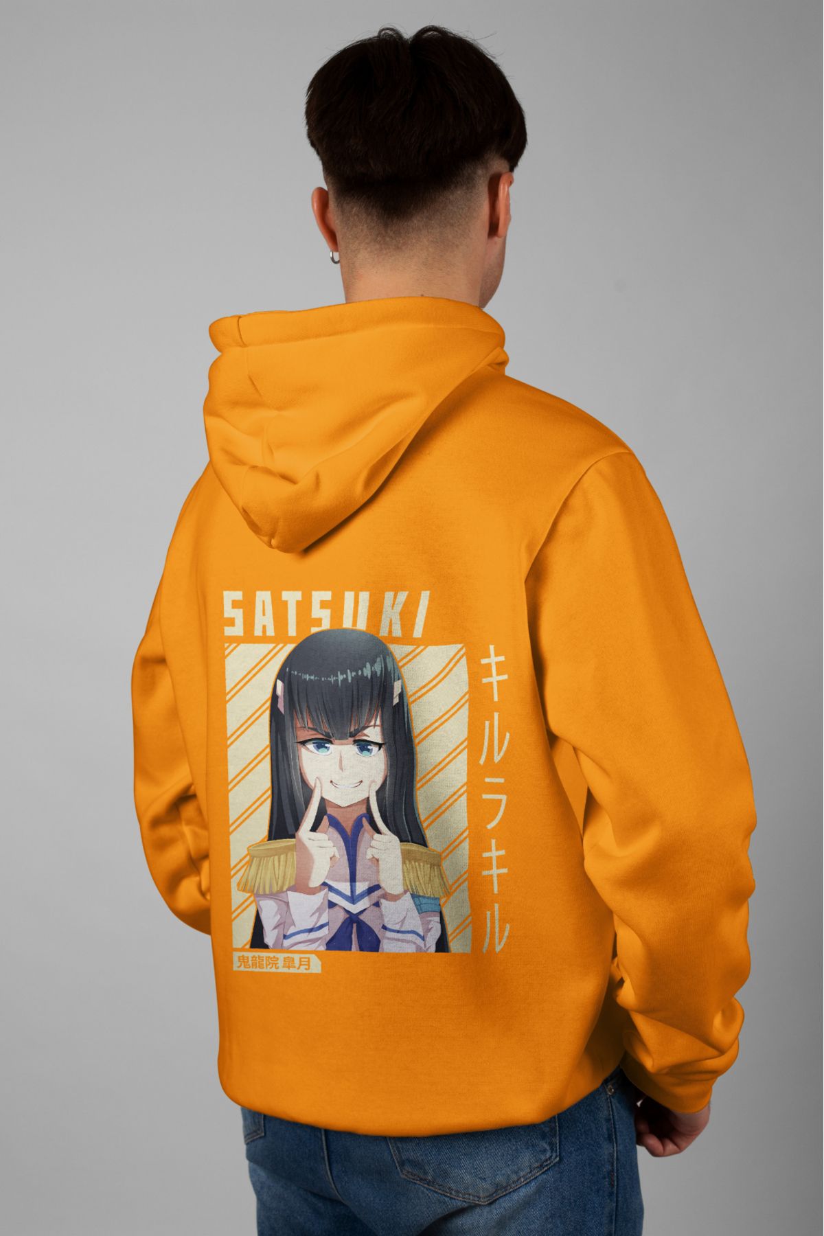 Zestia Unisex Hoodie, Satsuki Kiryuin Sırt Baskılı, Regular,%100 Pamuk, Turuncu Renk Kapşonlu No: 0168