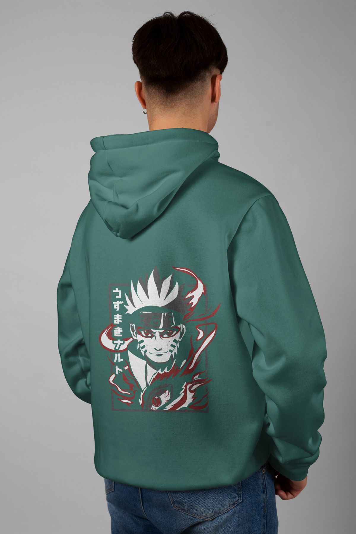 Zestia Unisex Hoodie, Naruto Sırt Baskılı, Regular,%100 Pamuk, Yeşil Renk Kapşonlu No: 0139