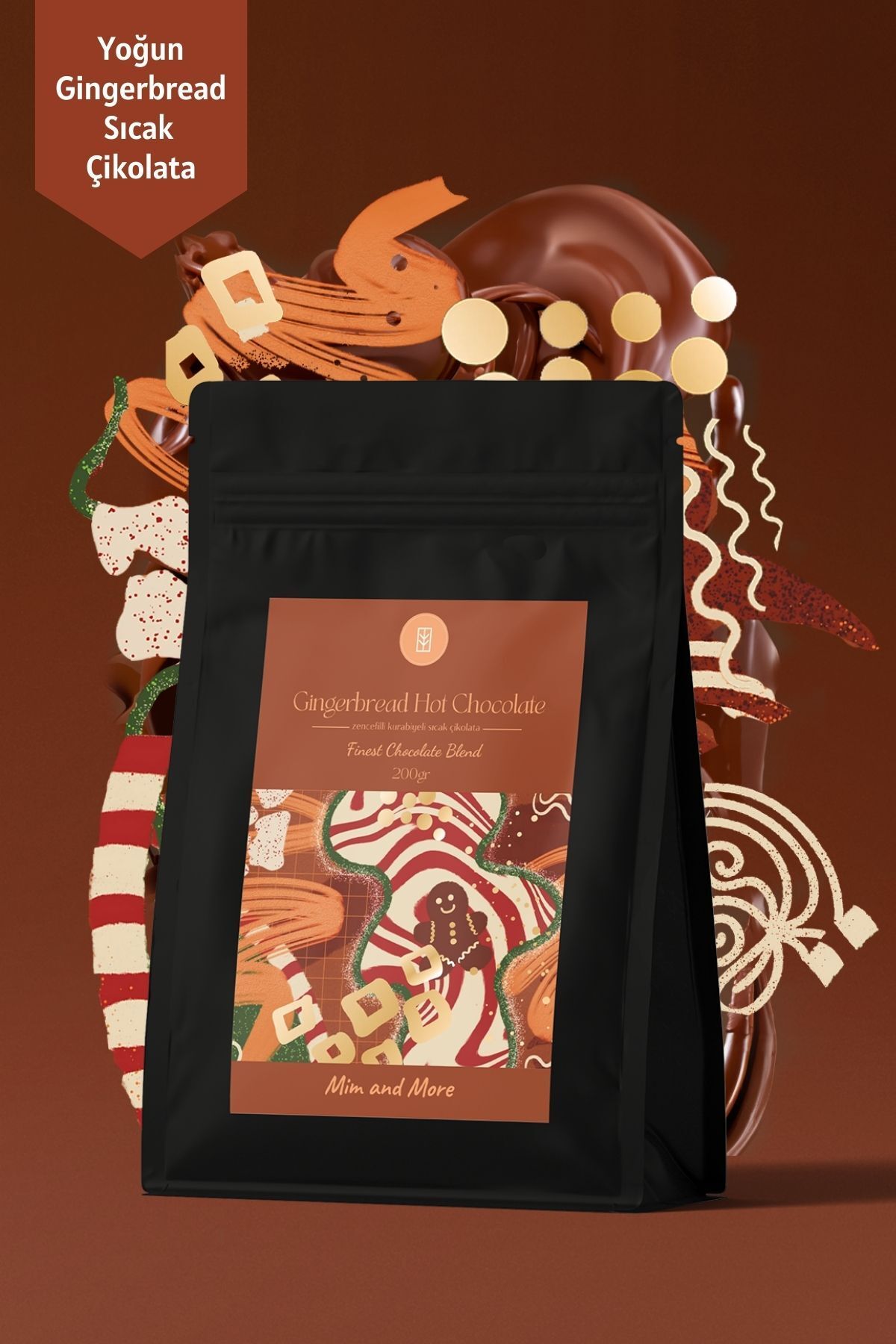 Mim and More Gingerbread Hot Chocolate - Zencefilli Kurabiyeli Sıcak Çikolata, 200 Gr