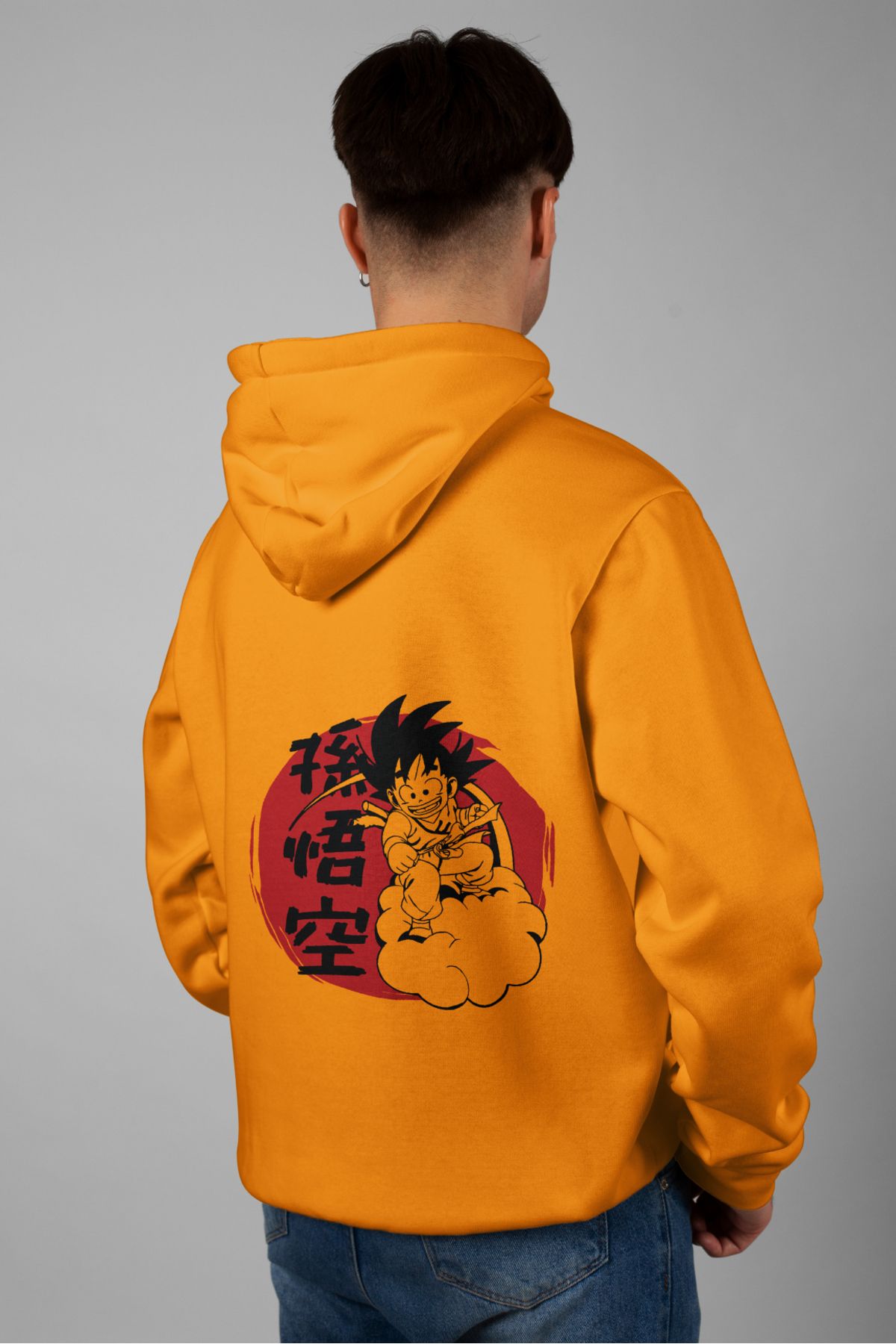 Zestia Unisex Hoodie, Dragon Ball Sırt Baskılı, Regular,%100 Pamuk, Turuncu Renk Kapşonlu No: 0125