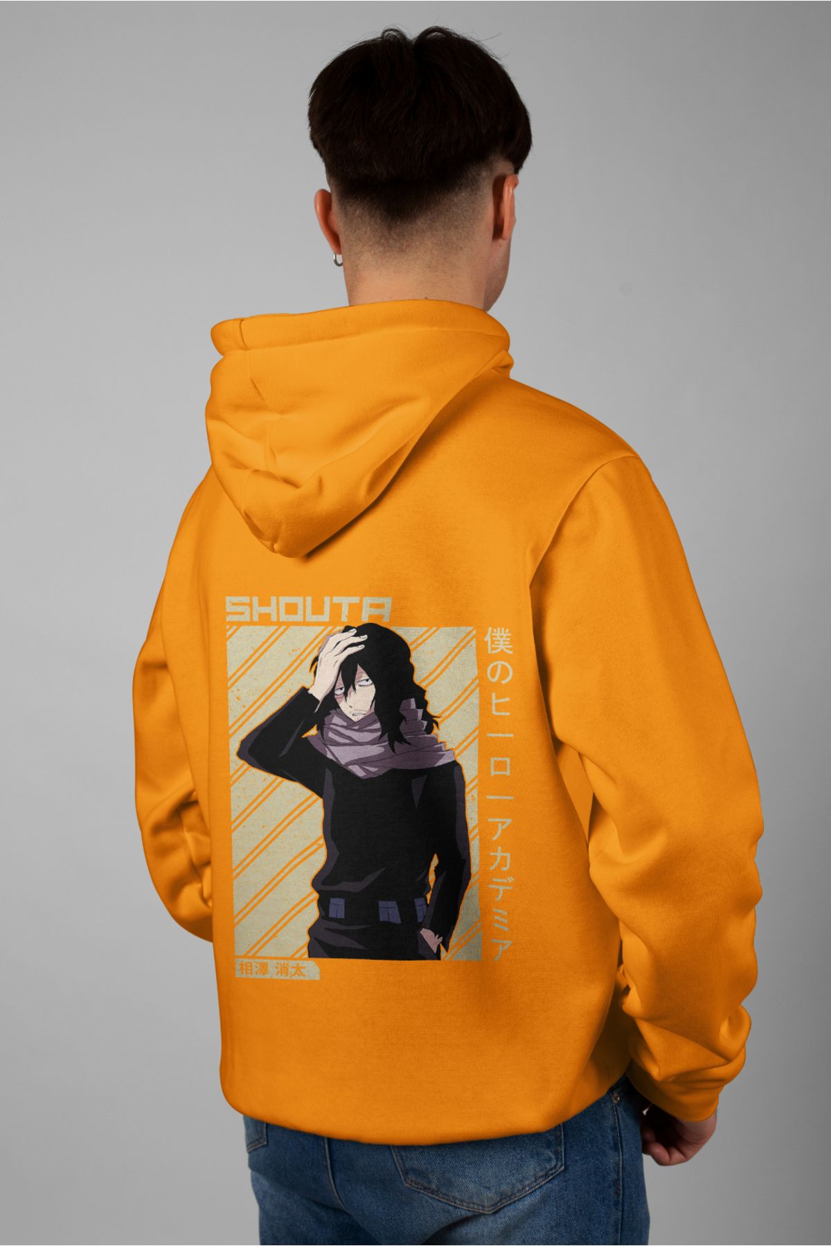 Zestia Unisex Hoodie, Shota Aizawa Sırt Baskılı, Regular,%100 Pamuk, Turuncu Renk Kapşonlu No: 0167