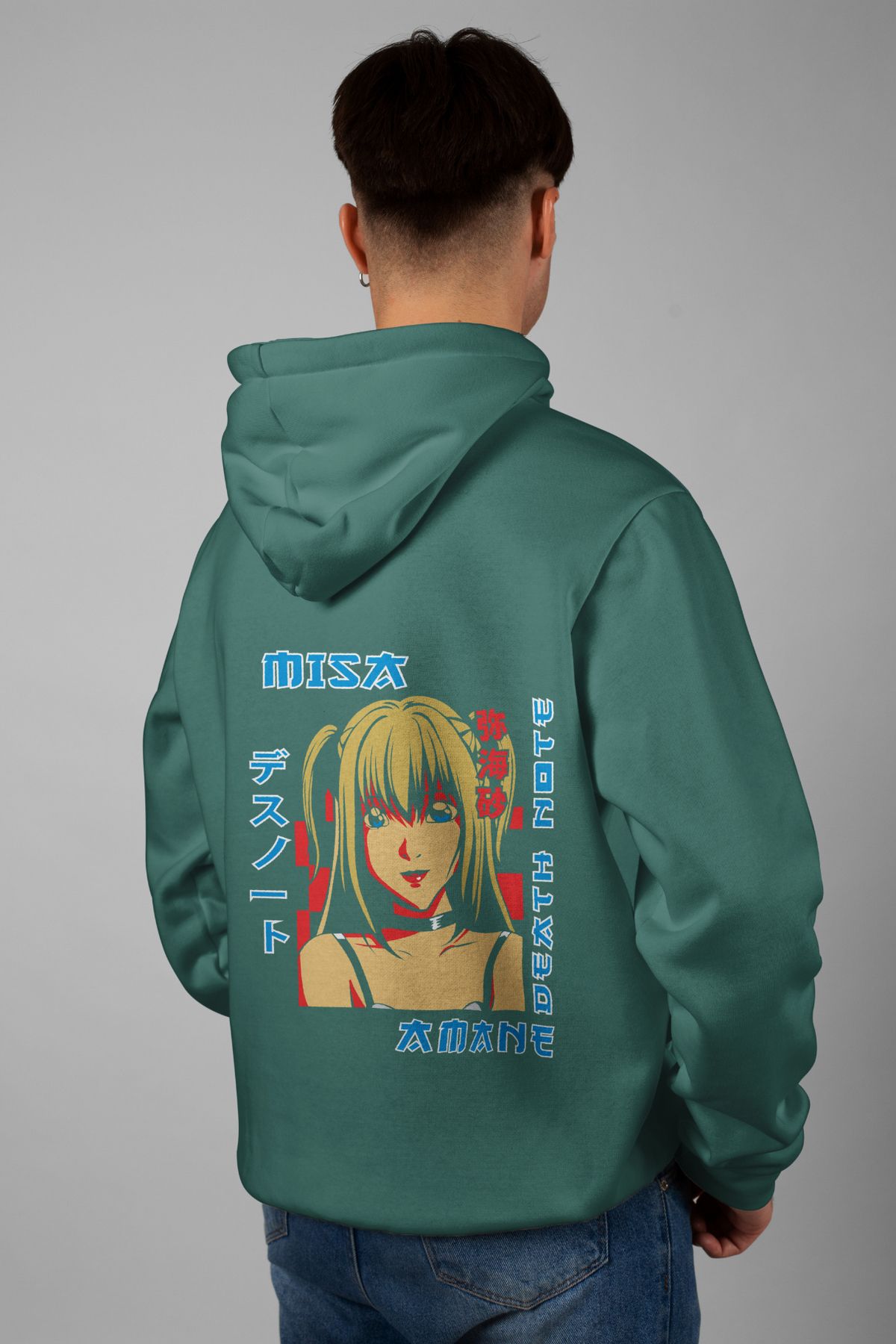 Zestia Unisex Hoodie, Misa Sırt Baskılı, Regular,%100 Pamuk, Yeşil Renk Kapşonlu No: 0112