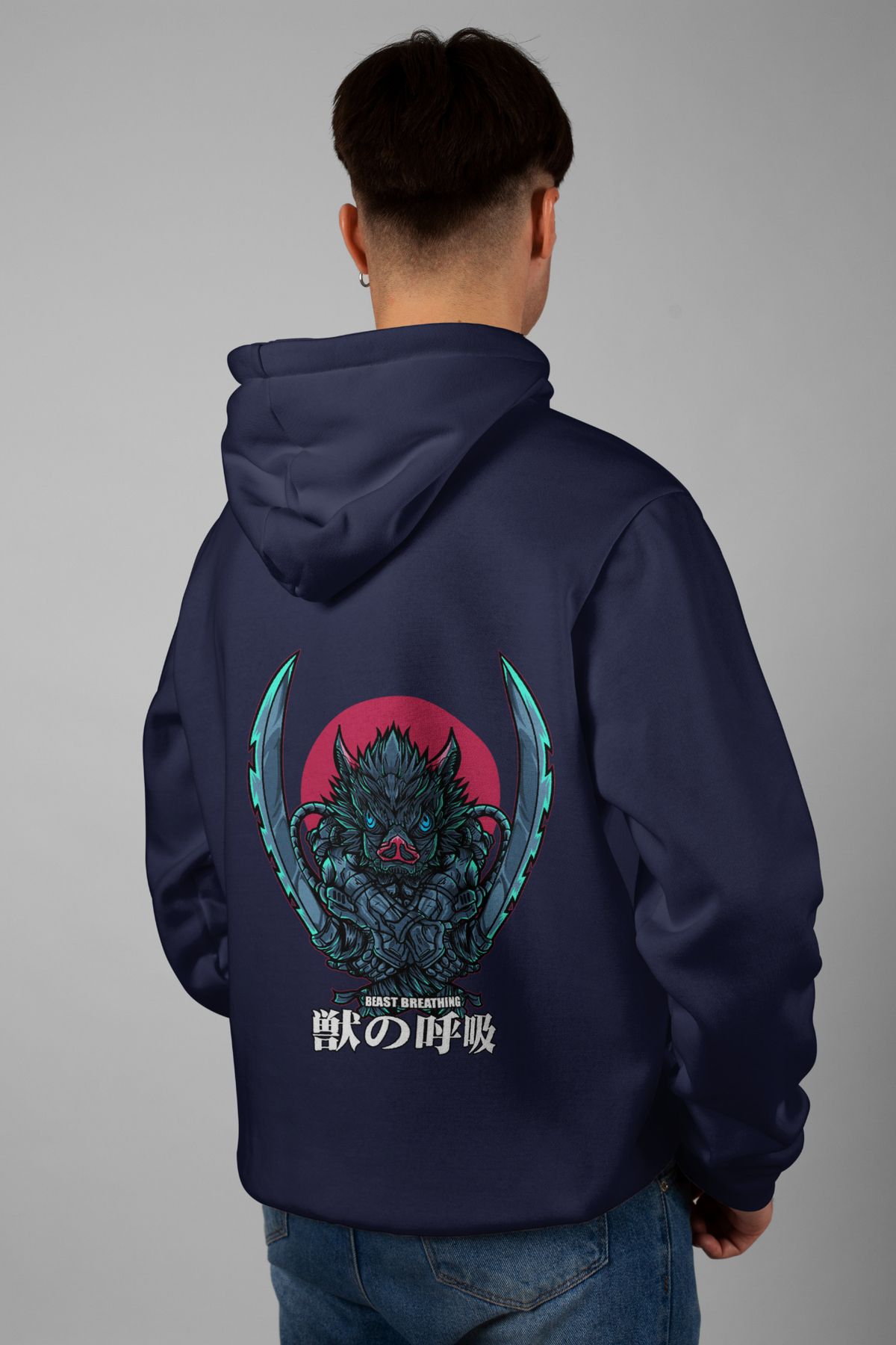 Zestia Unisex Hoodie, InosukeArt Sırt Baskılı, Regular,%100 Pamuk, Lacivert Renk Kapşonlu No: 0171