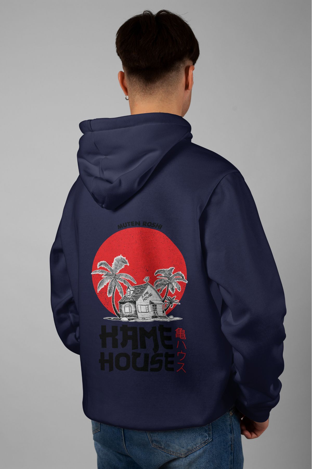 Zestia Unisex Hoodie, Kame House Sırt Baskılı, Regular,%100 Pamuk, Lacivert Renk Kapşonlu No: 0124