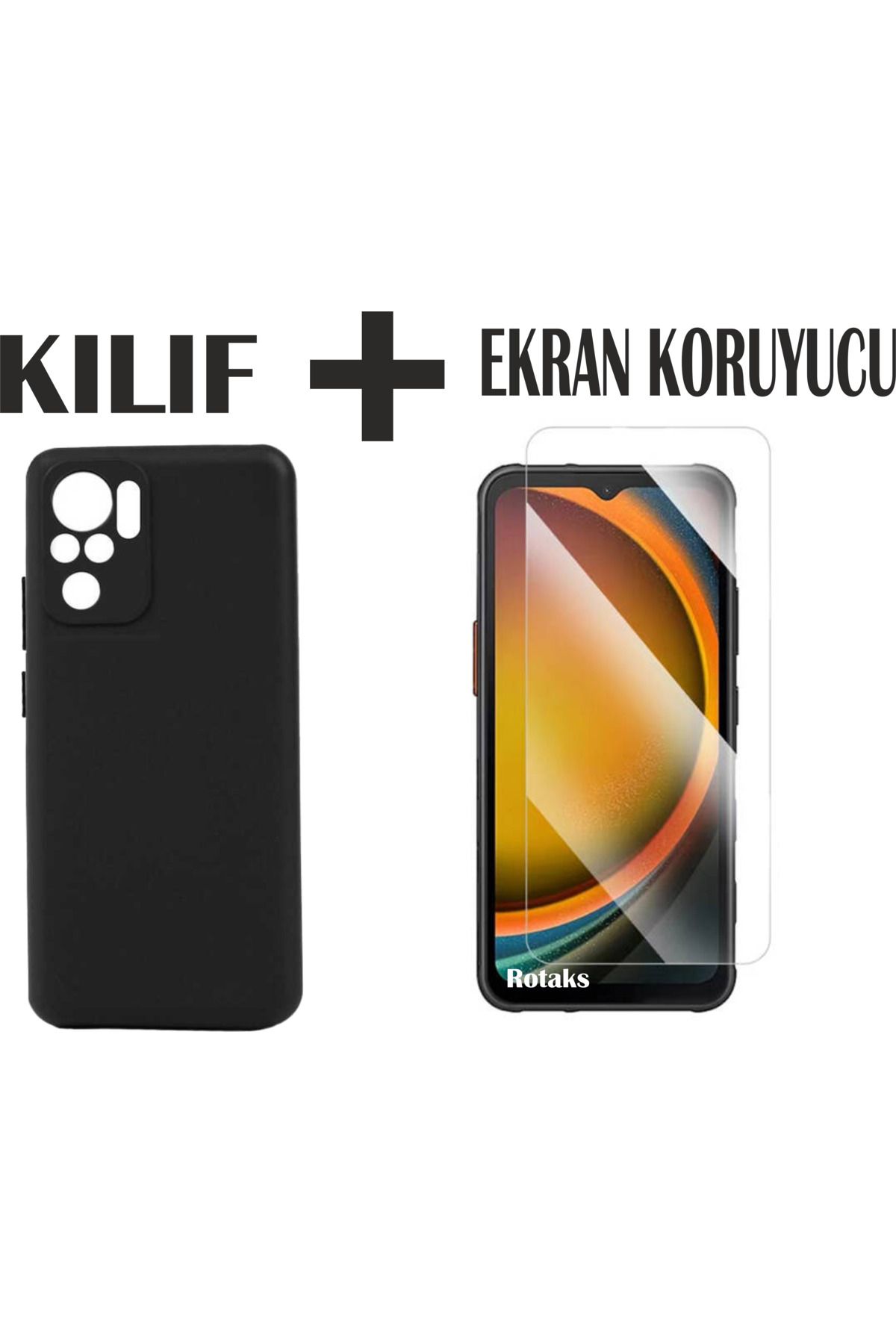 Rotaks Xiaomi Redmi Note 10 - 10S Uyumlu Kılıf Silikon + Yeni Nesil 9h Ekran Koruyucu 2'Li Set