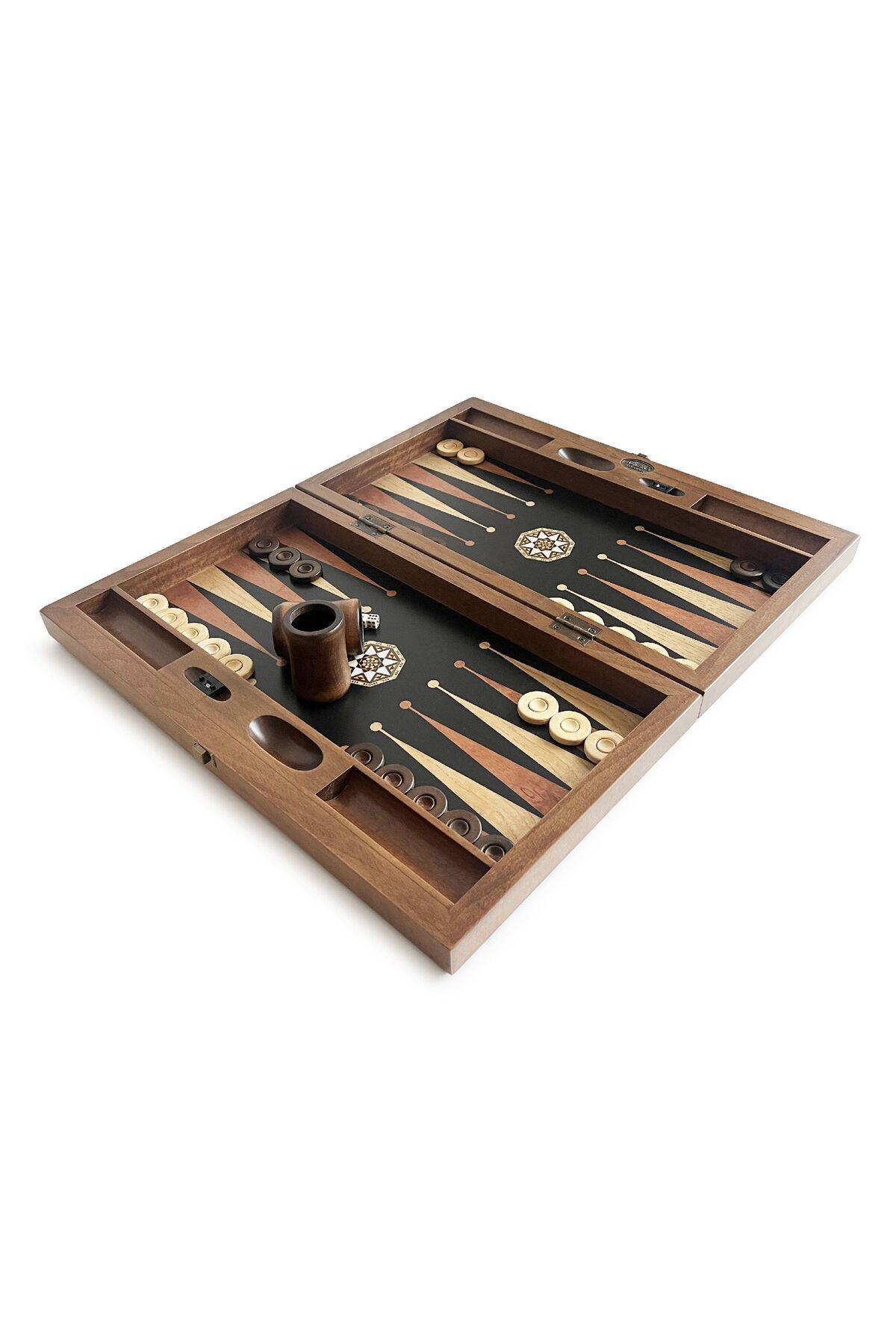 Helena Wood Art-Black Solid Wood - Pure Ash Backgammon with Numerator 3