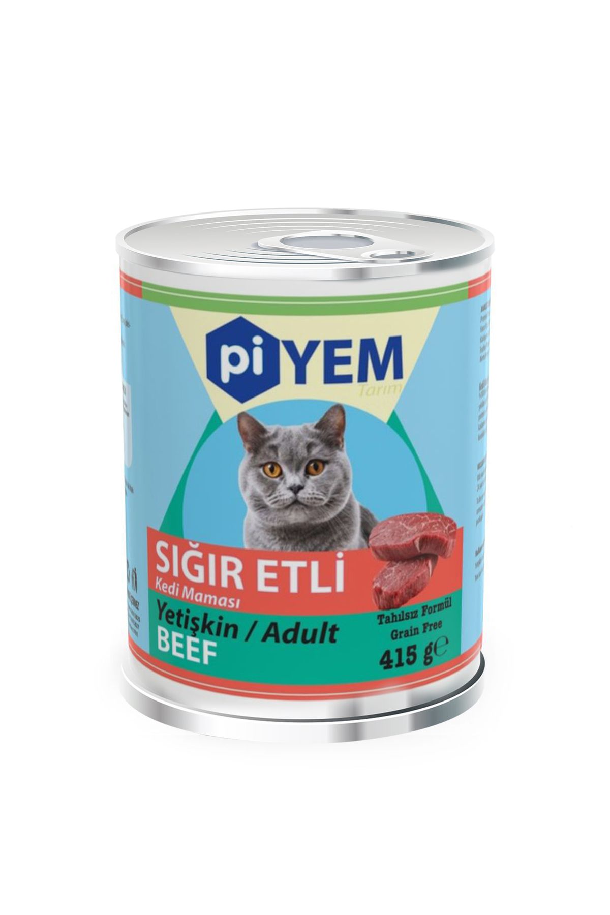 Piyem Tarım Tahılsız Sığır Etli Yetişkin Kedi Konserve Maması 415 Gr. x 24 Adet