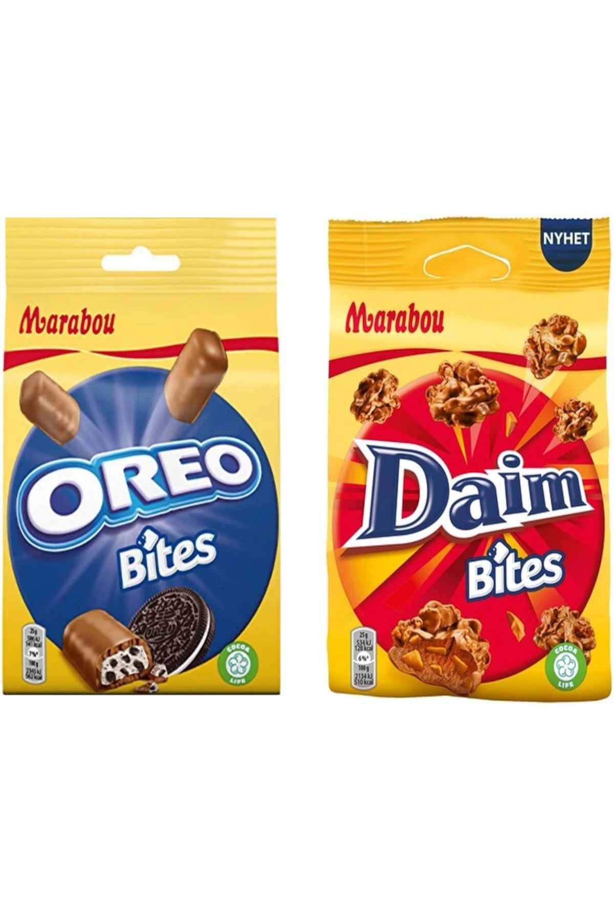 MARABOU Daim Bites Bademli Karamel Dolgulu 145 G + Oreo Bites Sütlü Kaplı Bisküvi Parçacıklı 140 g