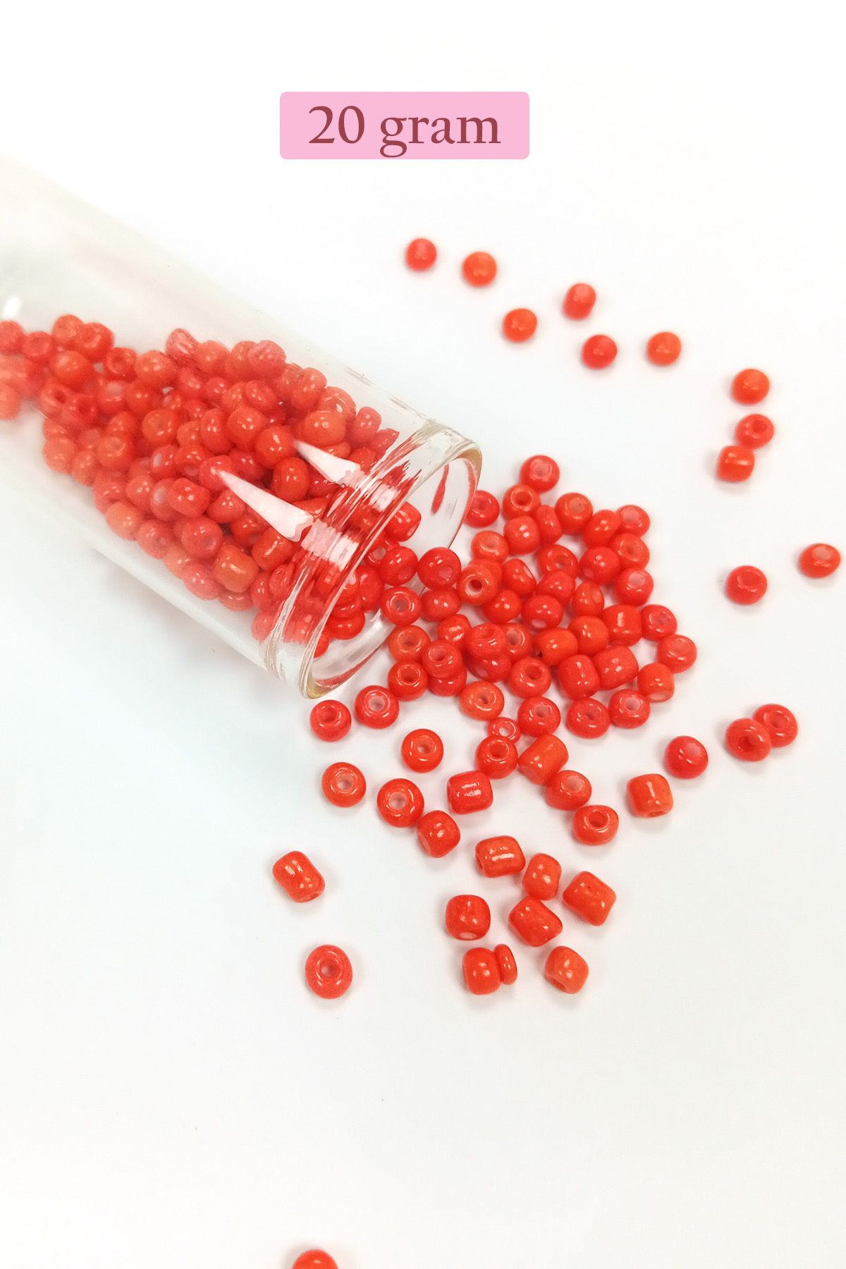 Angoravi Dökme Cam Kum Boncuk Büyük Boy (6/0) 4 mm - 20 Gram - Turuncu - BNC101