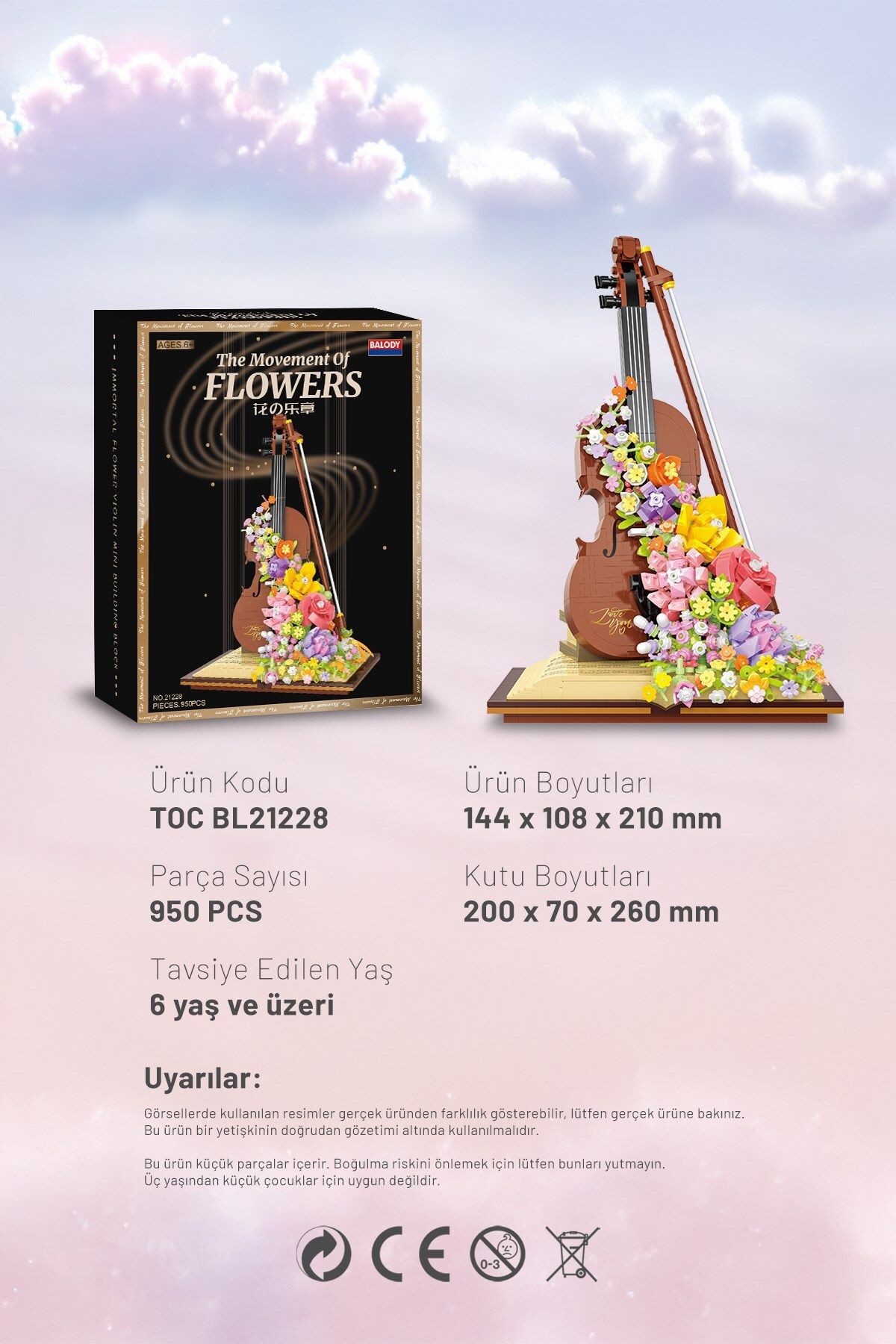 balody-Movement of Flowers Violin (Bl21228) – Mini Block Building Toys Set 4