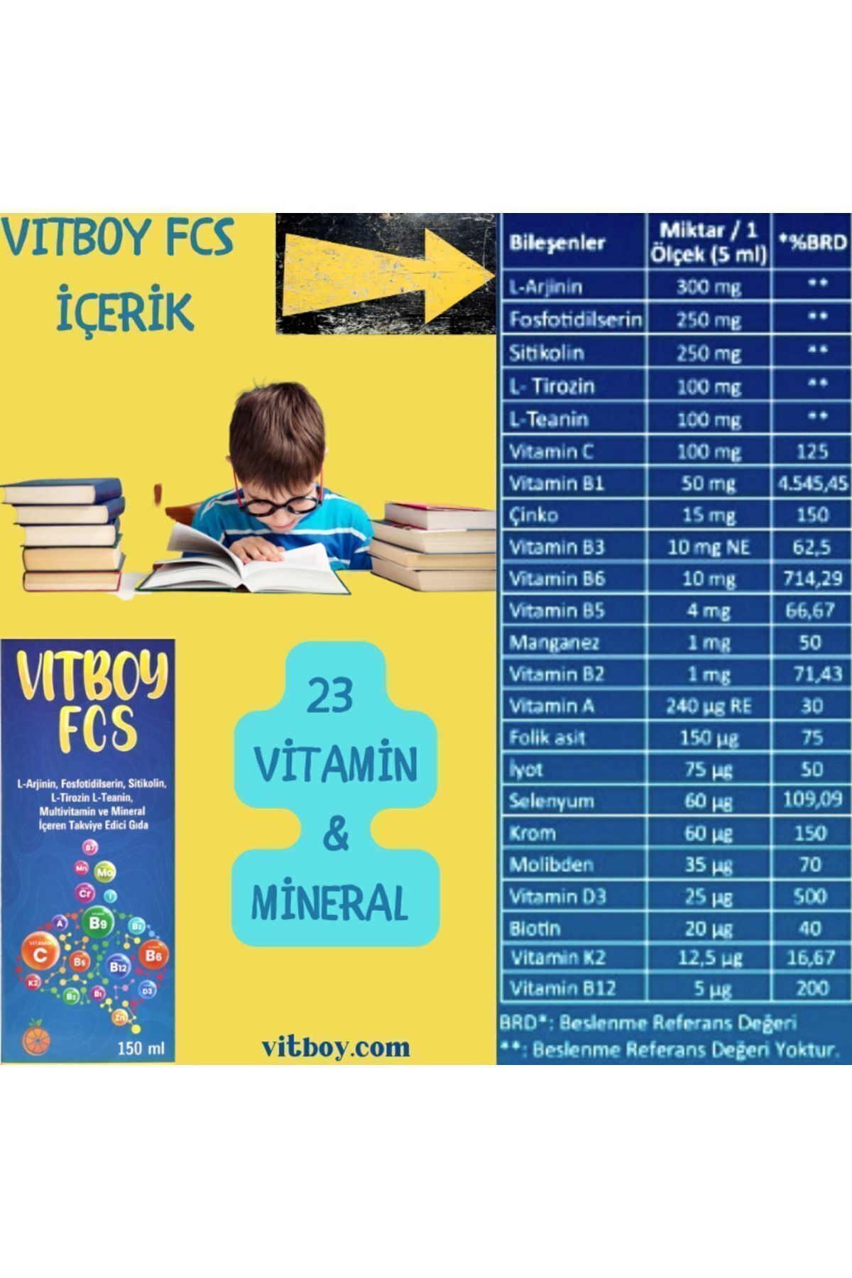 Vitboy-150MLFcs Citholin and L-arginine Supplementing Food - Containing Phosphothyroidylserin and L-tyrosine 2