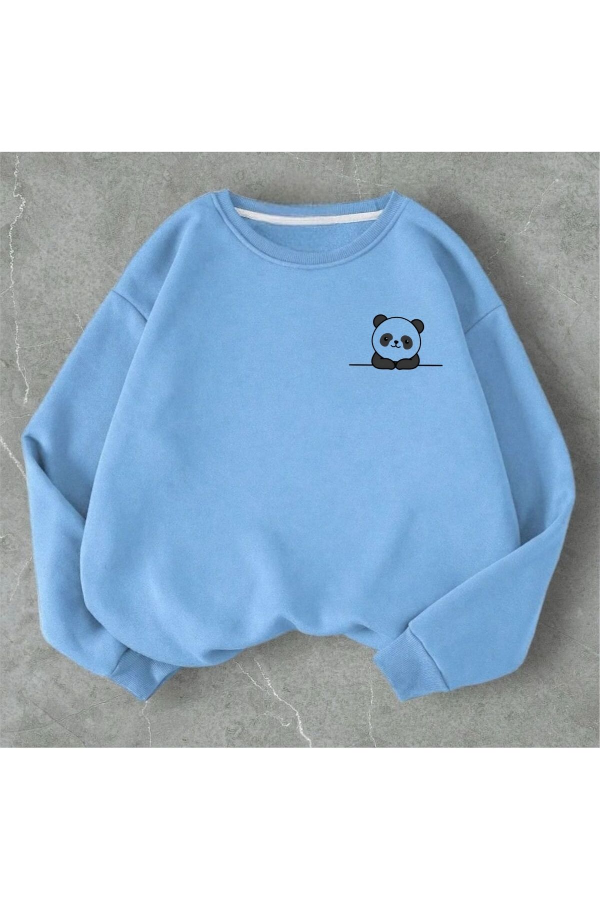 DWN WEAR Panda Baskılı 3 İplik Şardonlu Owersize Sweatshirt