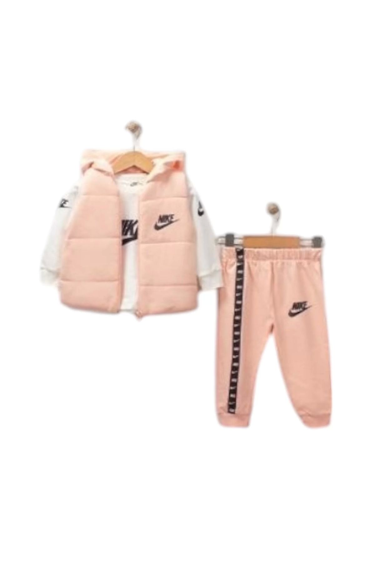 cici Baby Marka Nke Desen Yelekli Üçlü Takım Unisex 6-36 Ay