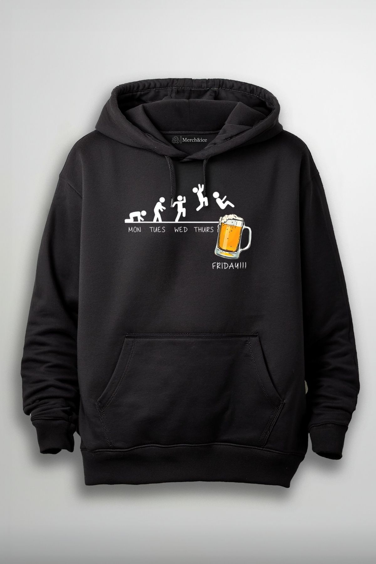 Merch&ice Monday Tuesday Wednesday Thursday Friday Beer Baskılı Unisex Hoodie