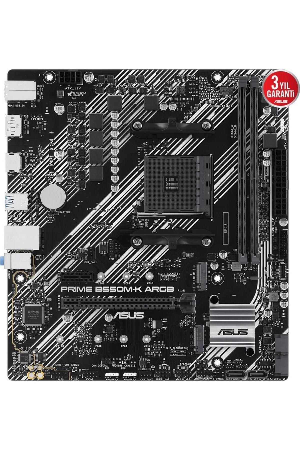 Prıme B550m-k Argb Am4 Ddr4 Ses Glan Dp/hdmı Sata3 Usb3.2 Matx - 3