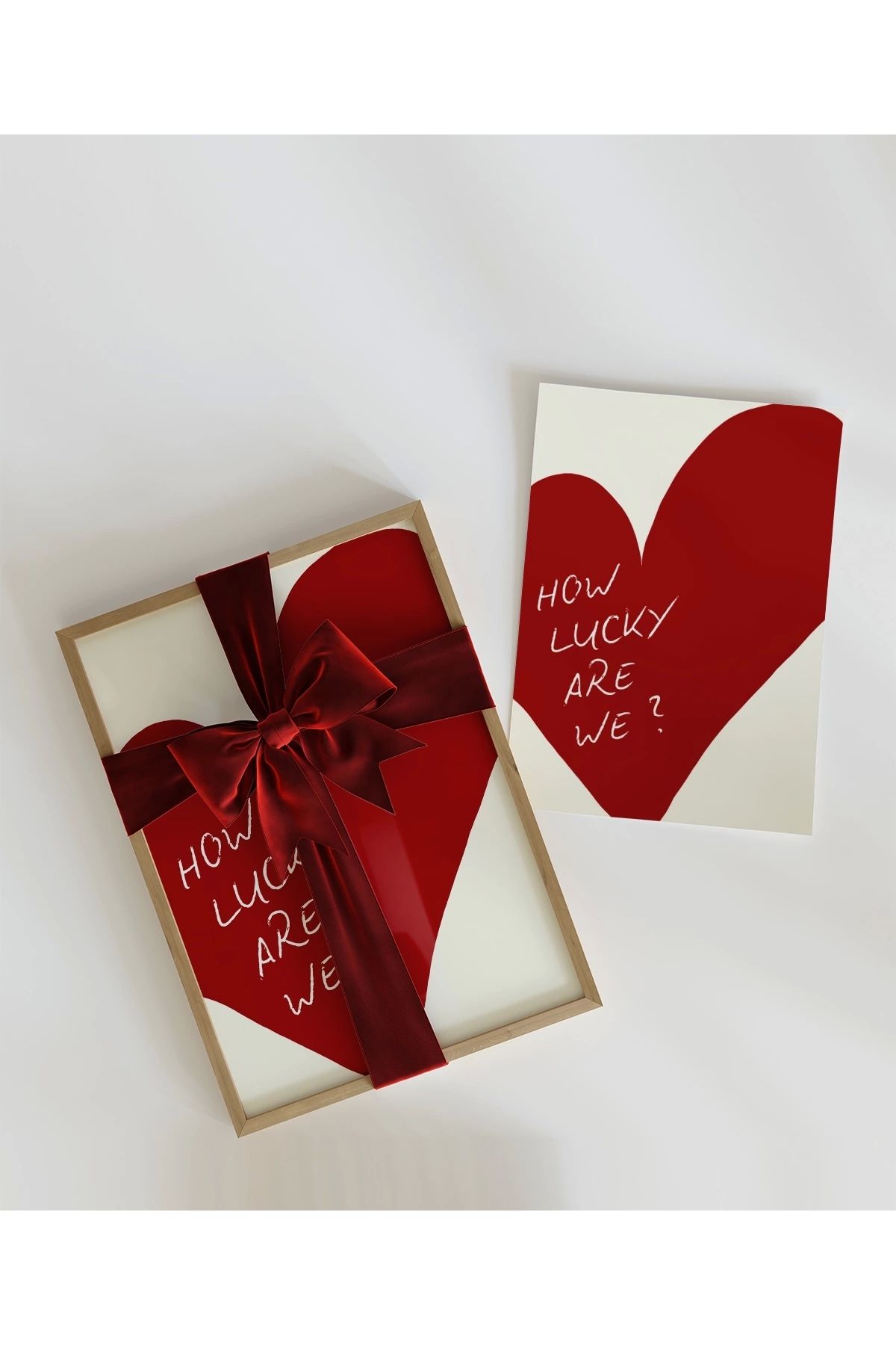 VOGLOO Çerçevesiz Poster How Lucky Are We Kalp Tasarımlı