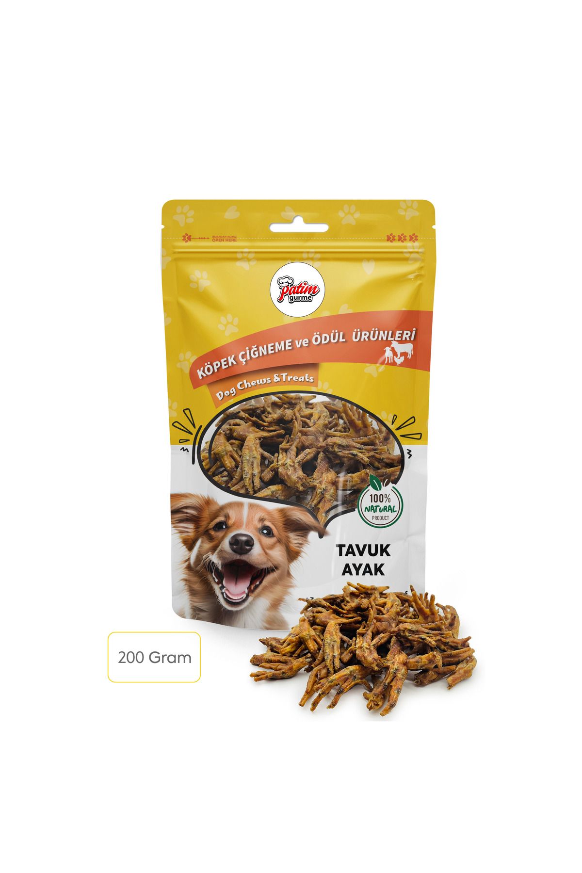 Patim Gurme Tavuk Ayak 200 Gram %100 Doğal Köpek Ödül Maması