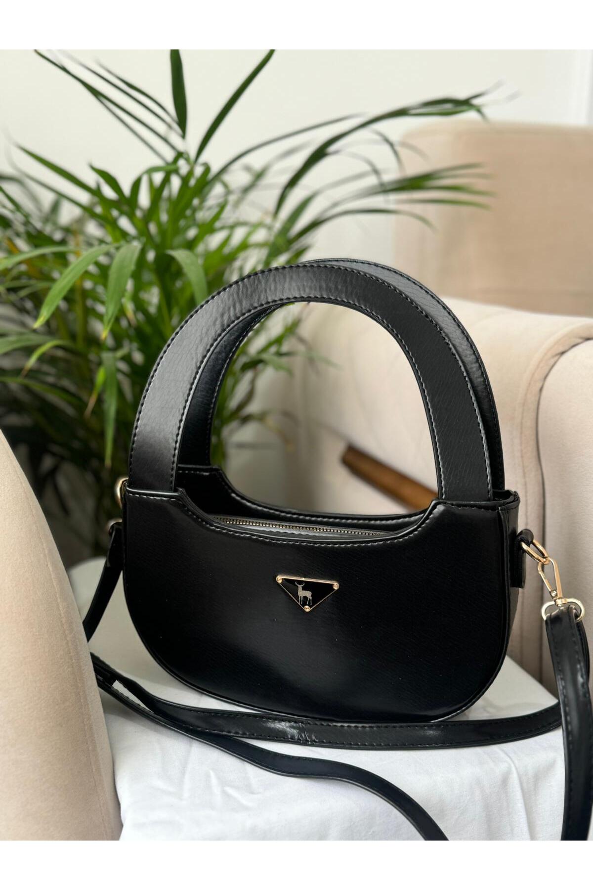Women's Black Design Model Crossbody Sleeve And Shoulder Bag