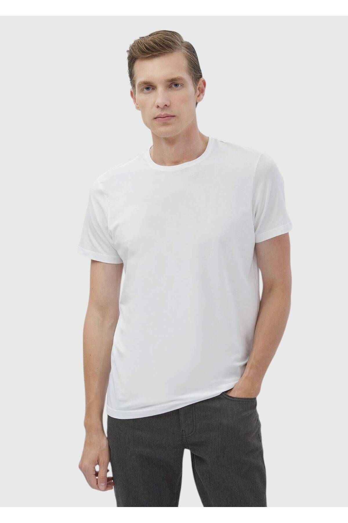 Ramsey-Plain Cotton Blend T-shirt 3