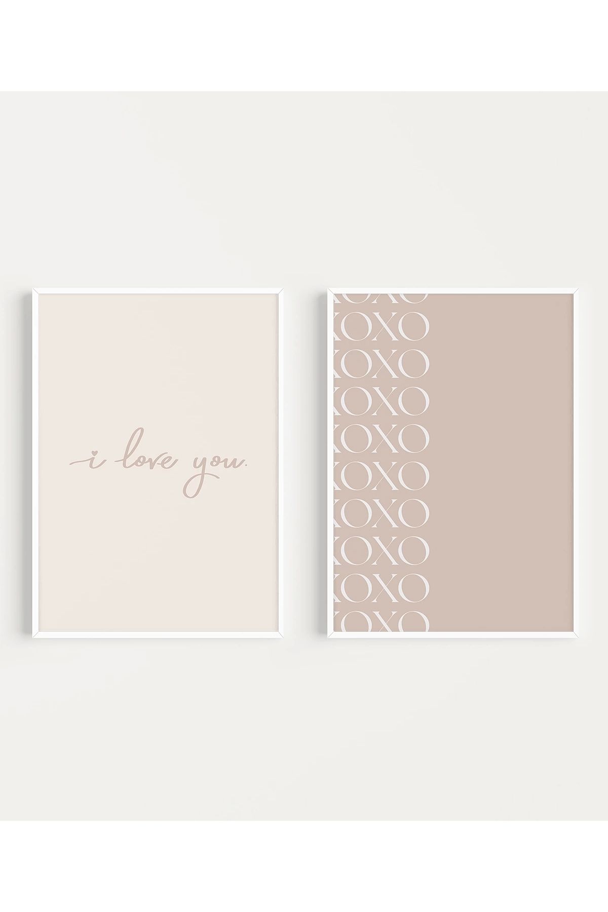 VOGLOO Çerçevesiz Poster I Love You ve XOXO Minimal