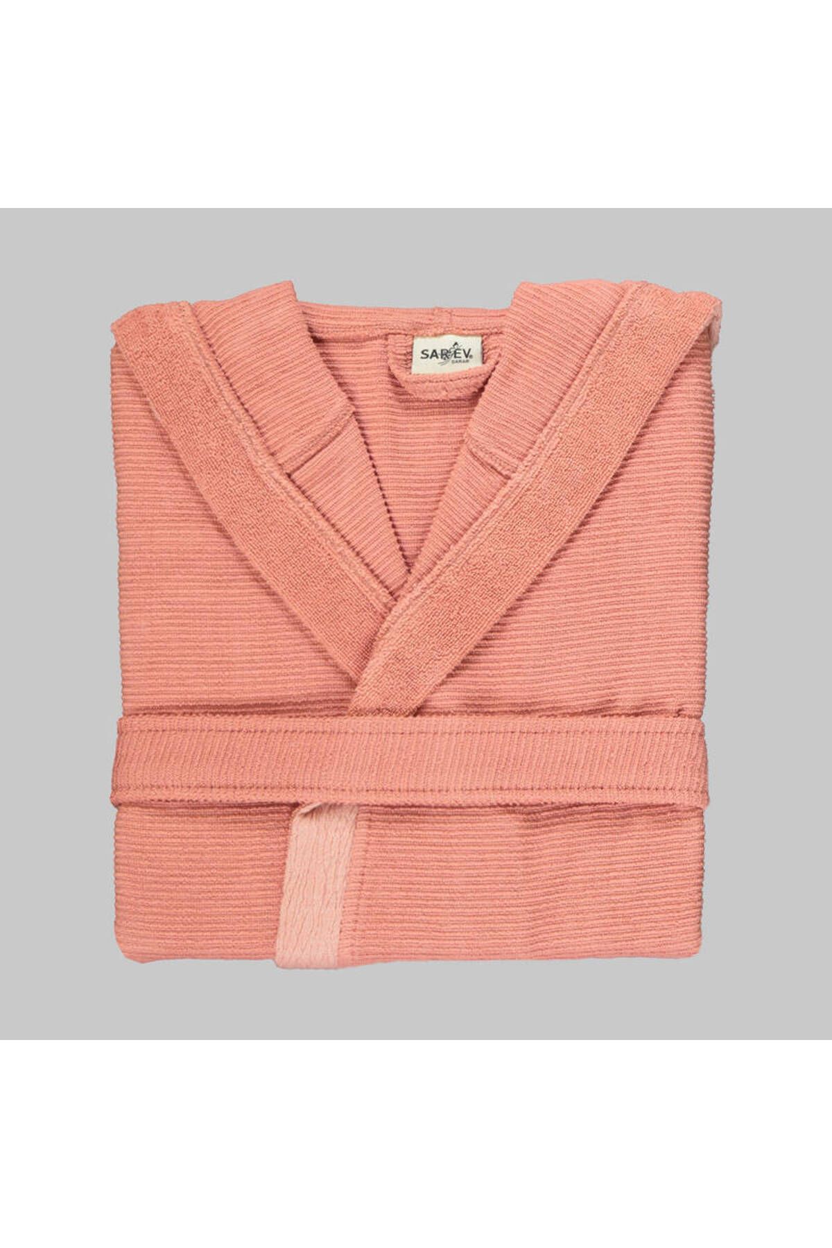 Sarev-100% Cotton Street Salmon Bathrobe (m) 2