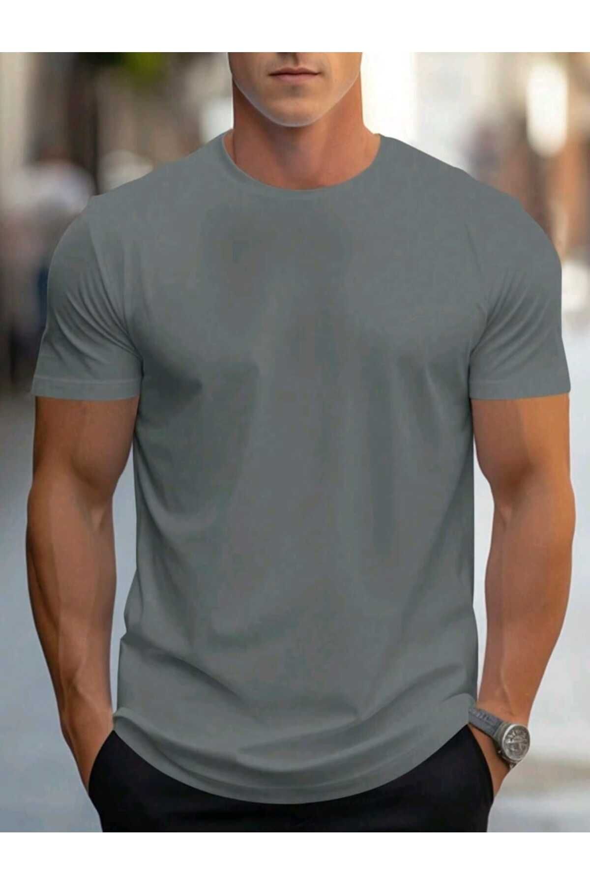 FAVORİST Erkek yazlık pamuklu Basic T-shirt Düz Model