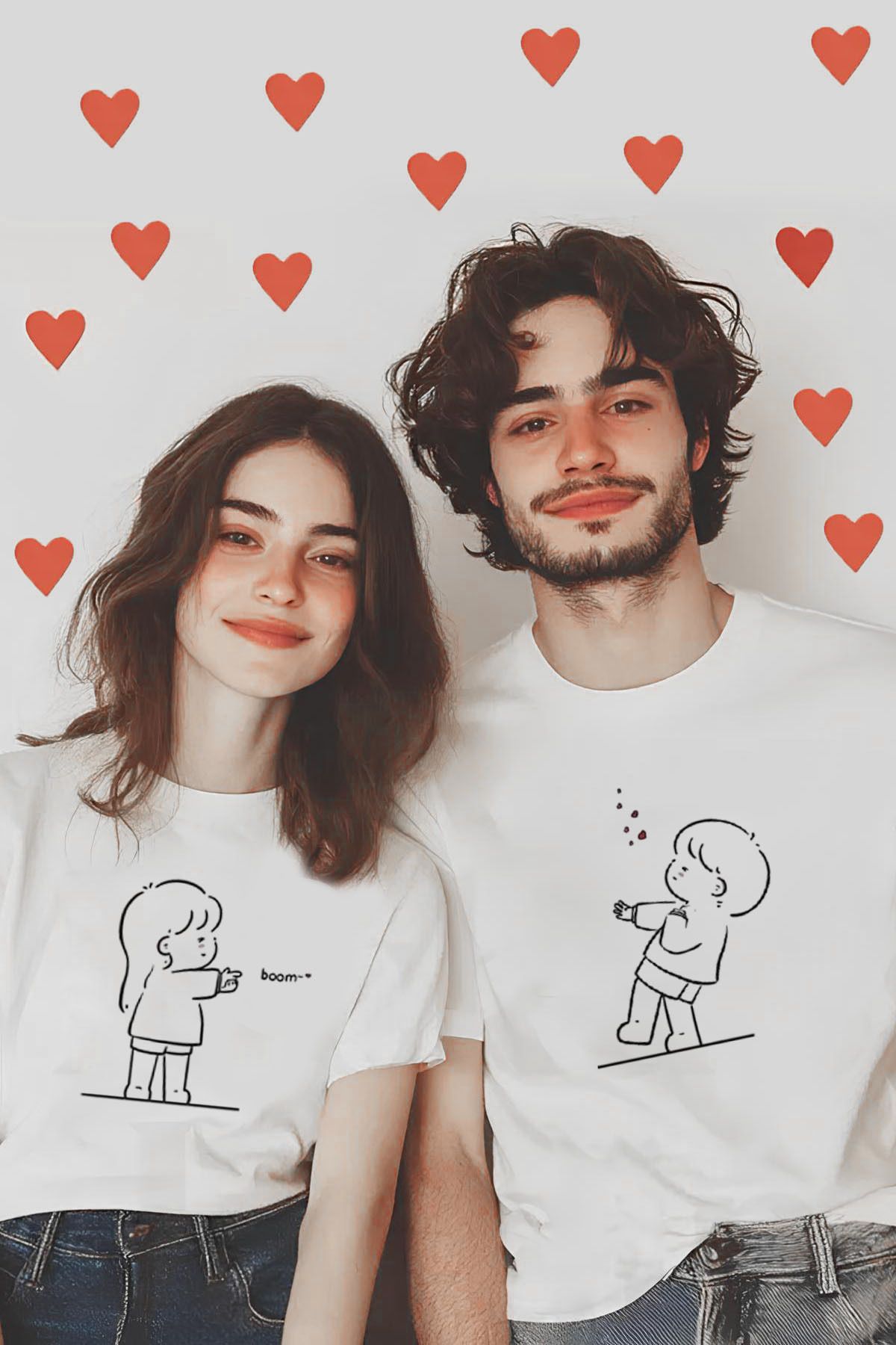 pointless Couple Baskılı Unisex Çift Sevgili Oversize T-shirt