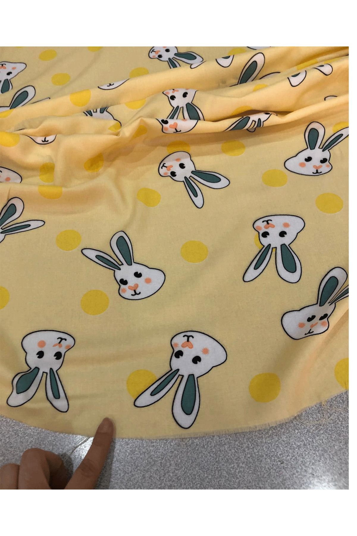 turkanlarhome-Imported Viscose Fabric 100% Cotton Double Top Yellow Rabbit Pattern 3