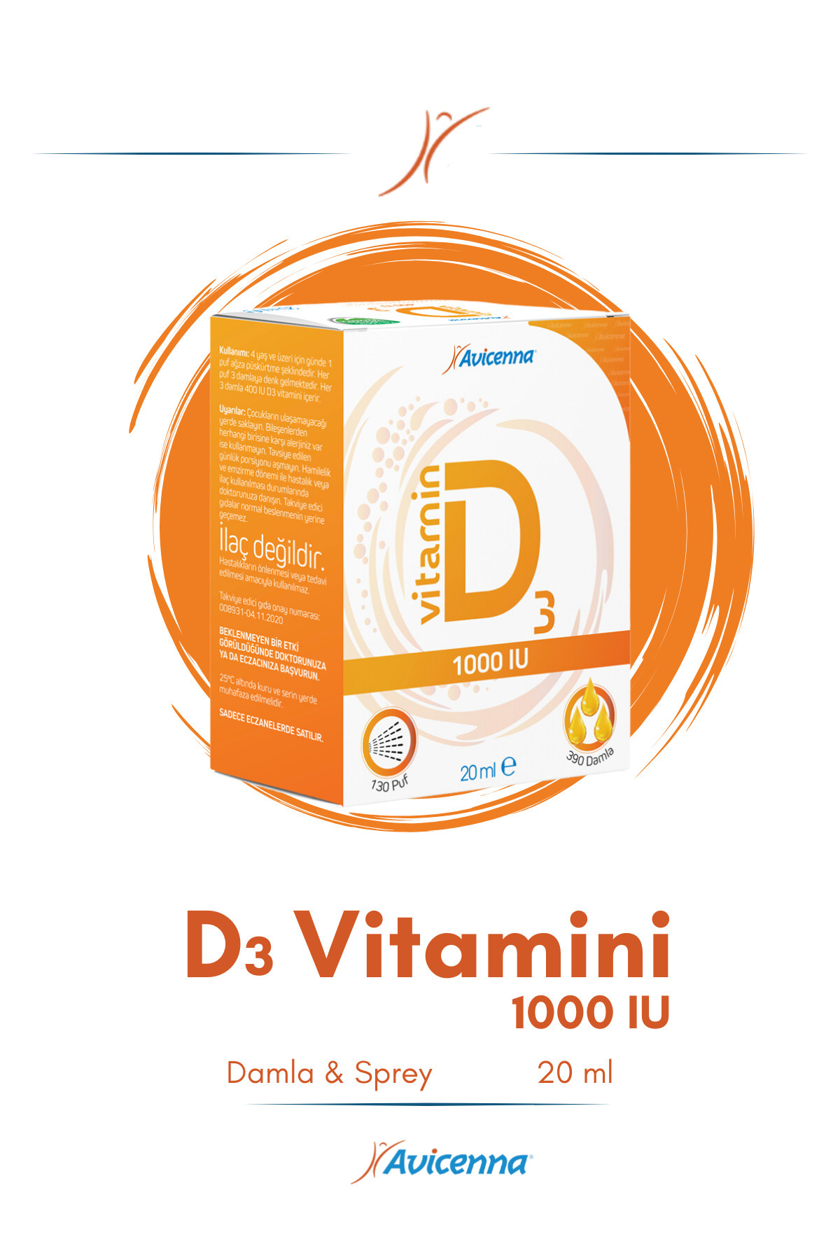 Avicenna Vitamin D3 1000 Iu 20 ml - Damla Ve Sprey D Vitamini
