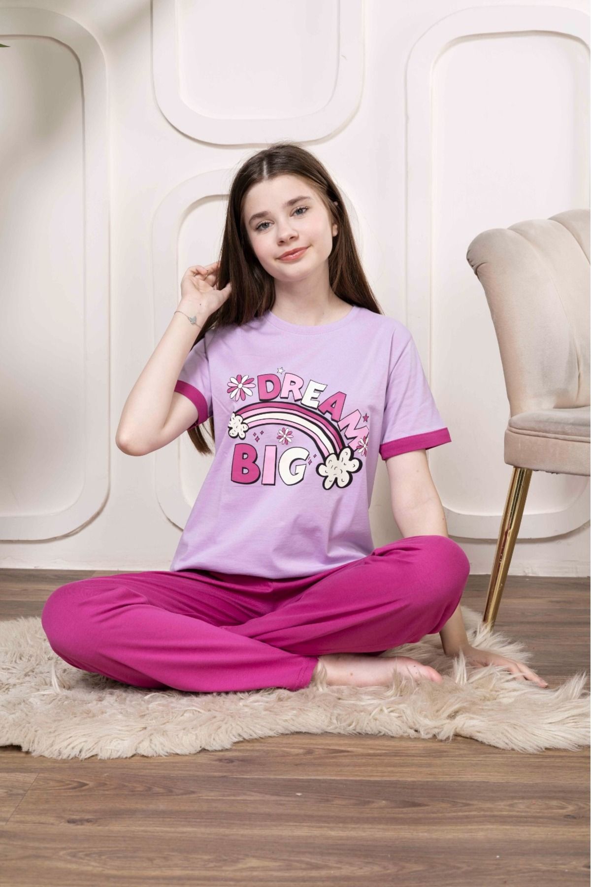 Pyjama Familya Genç Kız Figürlü Kısa Kollu Pijama Takımı