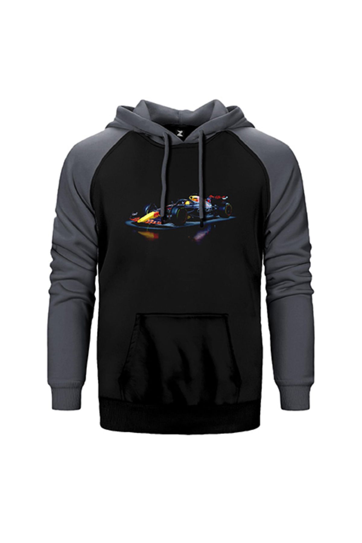 Z zepplin F1 Redbull Gri Renk Reglan Kol Kapşonlu Sweatshirt