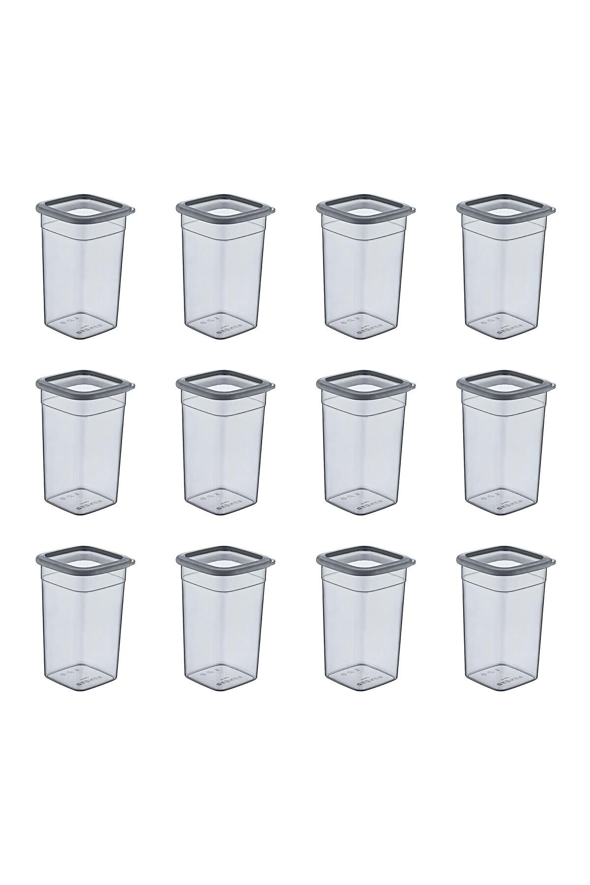 Smartware-1440 ml Anthracite Scale Square Storage Set - 12 Pieces 1