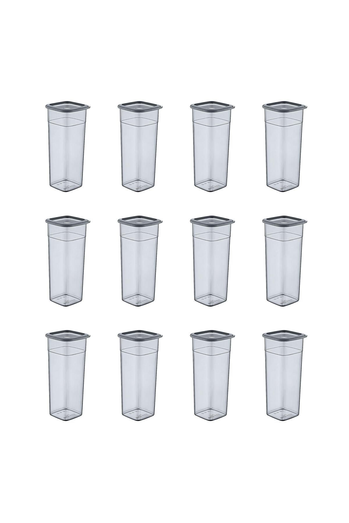 Smartware-Anthracite 2140 ml - Set of 12 Square Storage Containers 1
