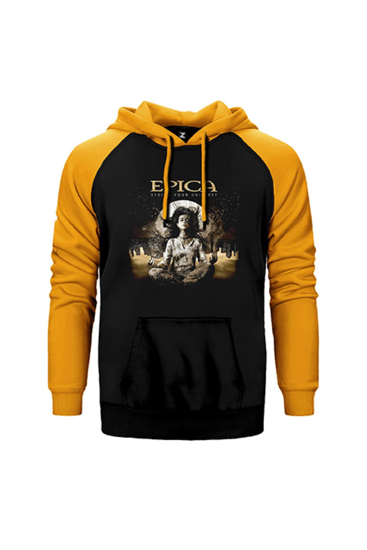 Z zepplin Epica Design Your Universe Sarı Renk Reglan Kol Kapşonlu Sweatshirt