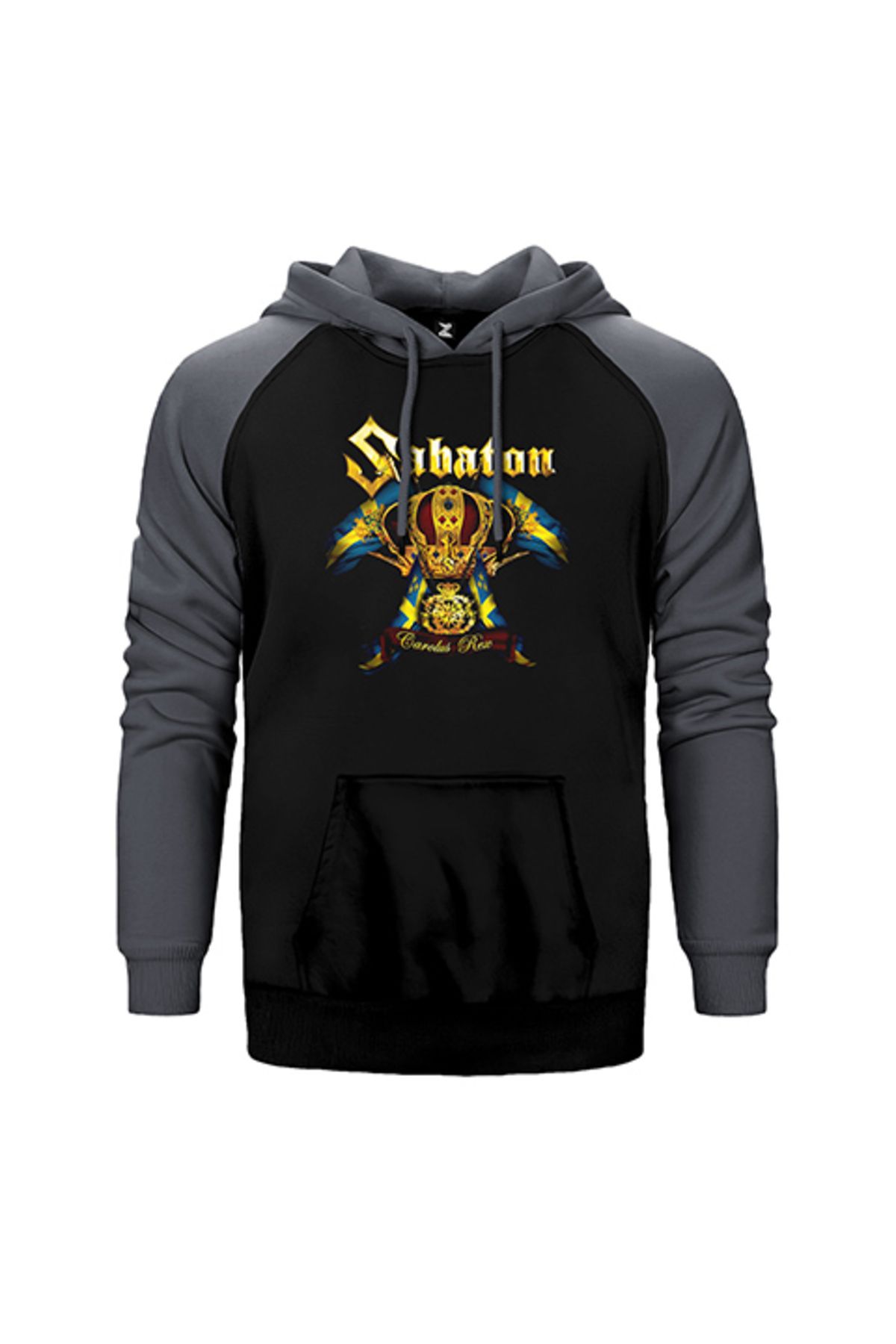 Z zepplin Sabaton Carolus Rex Gri Renk Reglan Kol Kapşonlu Sweatshirt