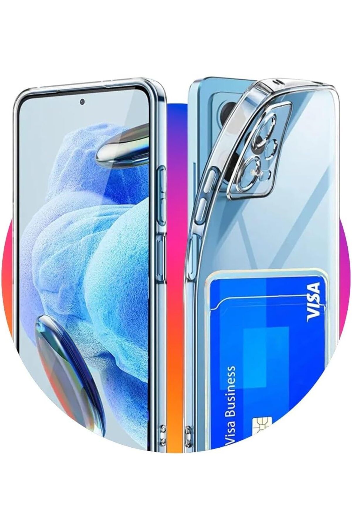 STOREMAX lbstorex Xiaomi Redmi Note 12 5G İle Uyumlu Kartlıklı, Darbeye Dayanıklı (Shockproof) Şeffaf K