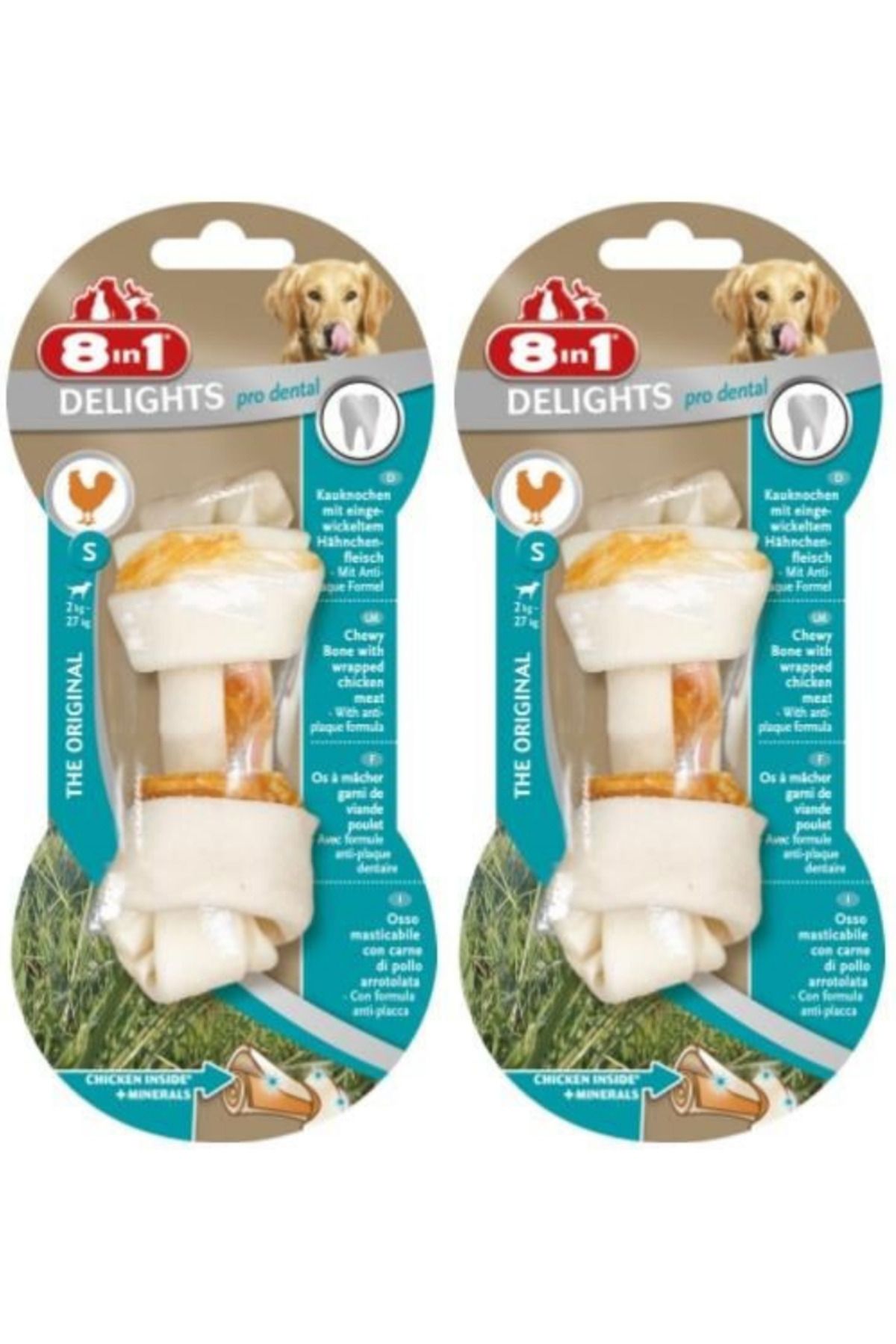 8in1 Delights Pro Dental Düğümlü Tavuk Etli Köpek Kemik Ödülü 35gr - 2 Adet