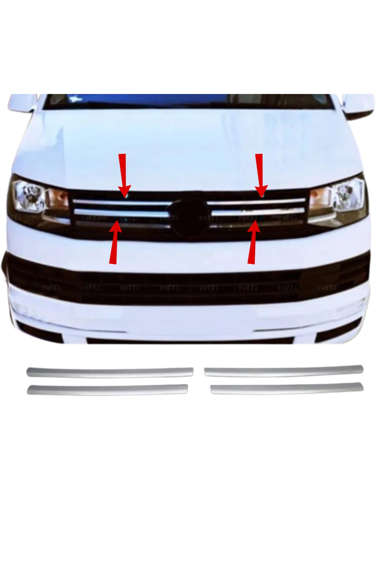 ALMİNOX OTO AKSESUAR Vw T6 Transporter Krom Ön Panjur 4 Parça 2015 Ve Üzeri Paslanmaz Çelik Trendline Uyumlu